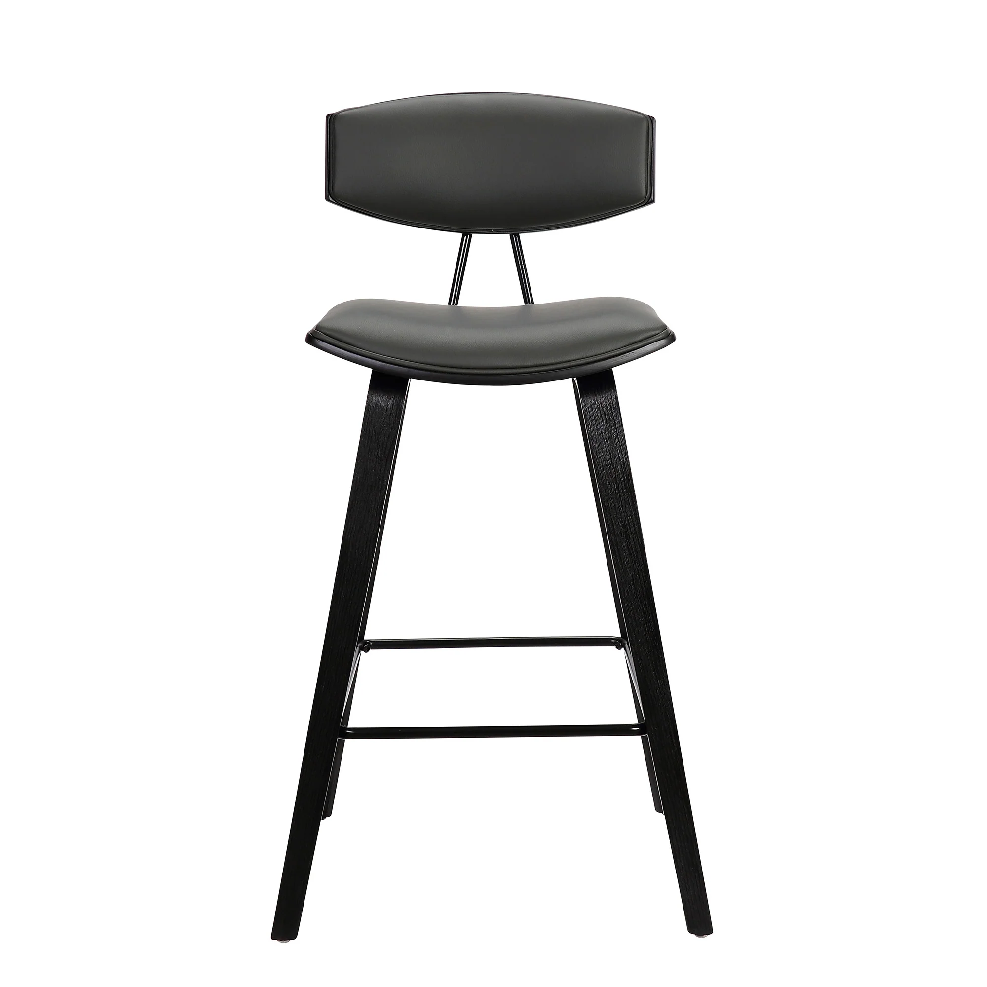 38" Gray And Black Iron Low Back Bar Height Chair With Footrest By Homeroots - Image 2