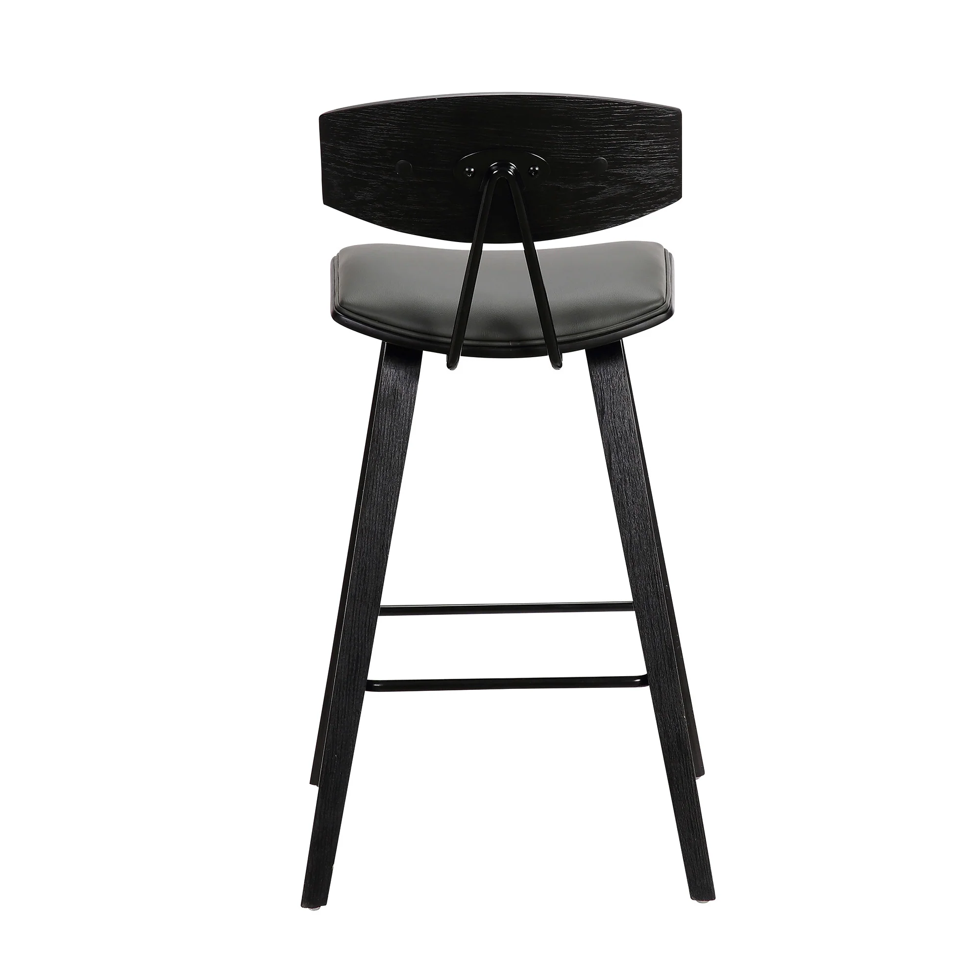 38" Gray And Black Iron Low Back Bar Height Chair With Footrest By Homeroots - Image 5