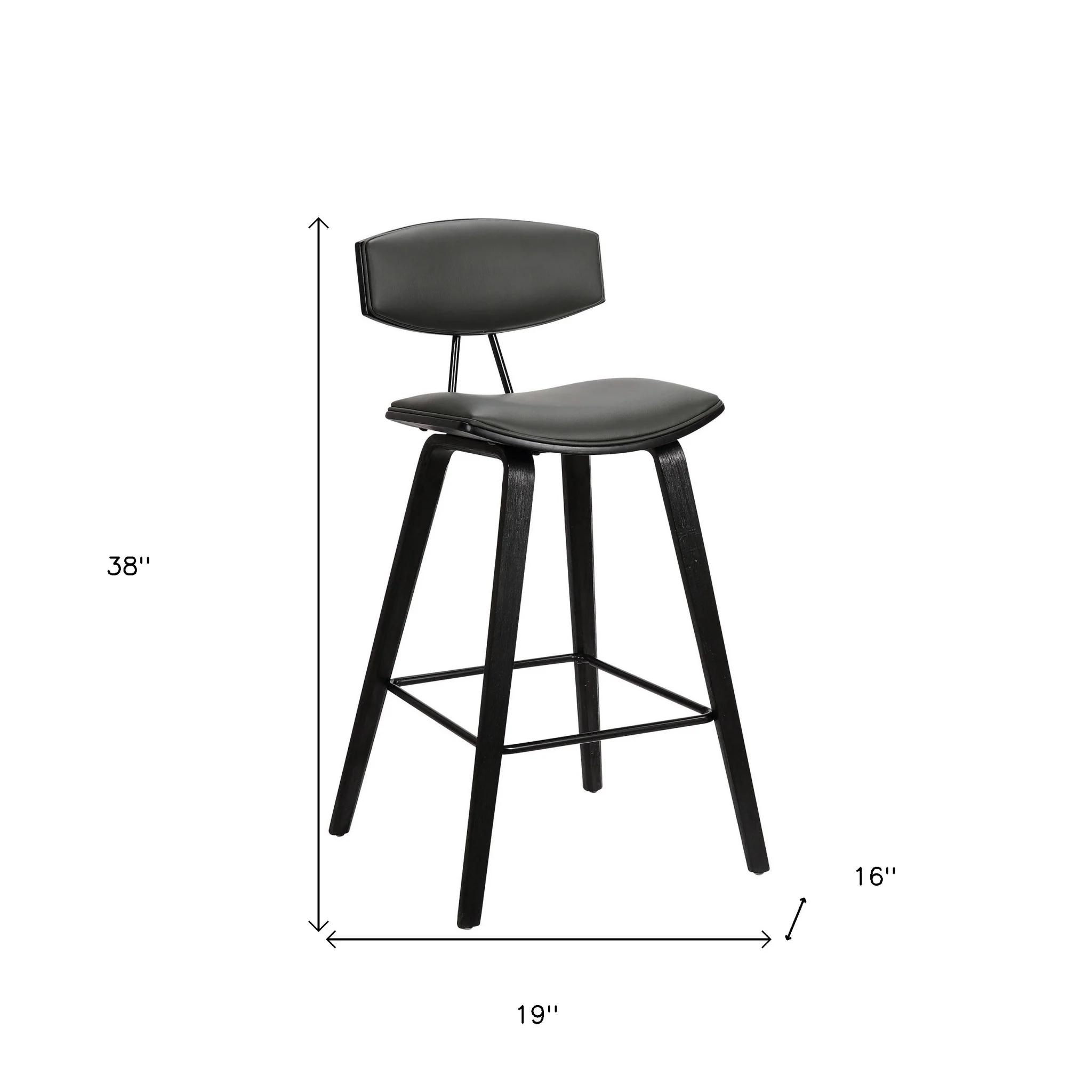 38" Gray And Black Iron Low Back Bar Height Chair With Footrest By Homeroots - Image 7