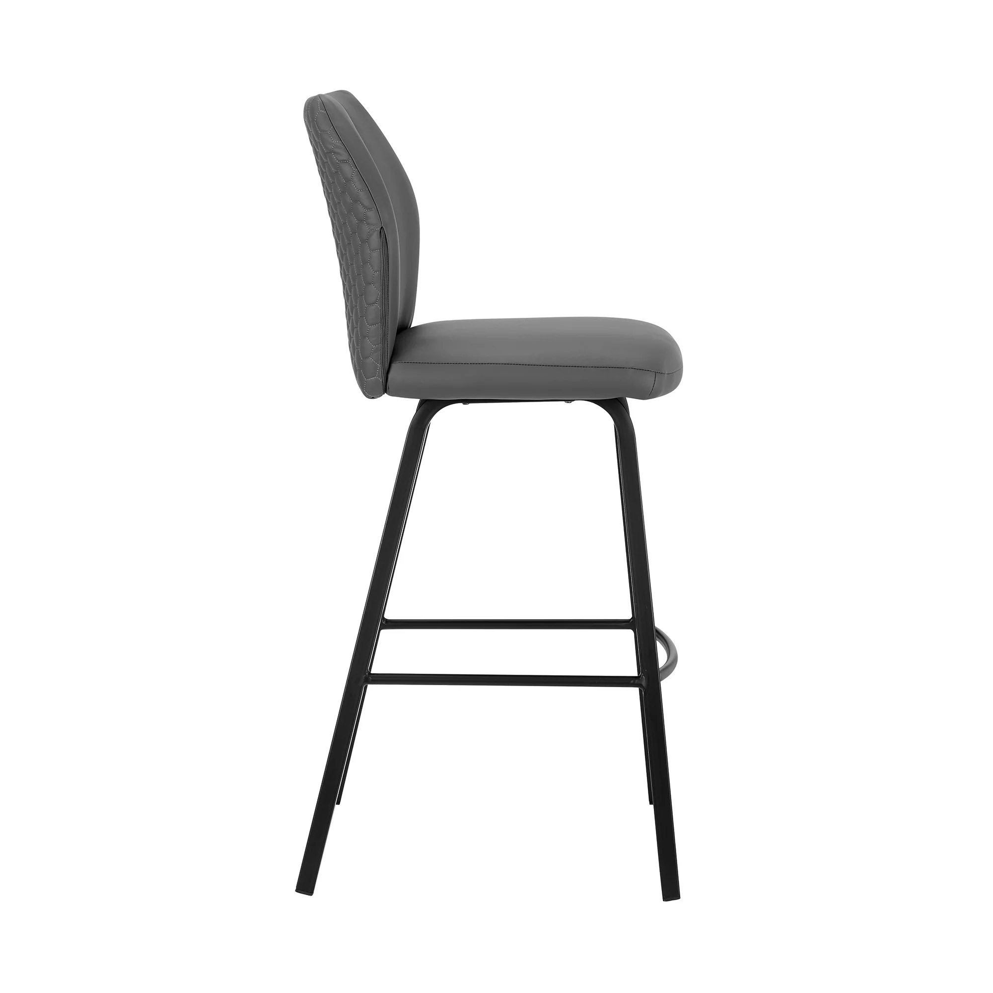 38" Gray Faux Leather And Iron Counter Height Bar Chair By Homeroots - Image 3