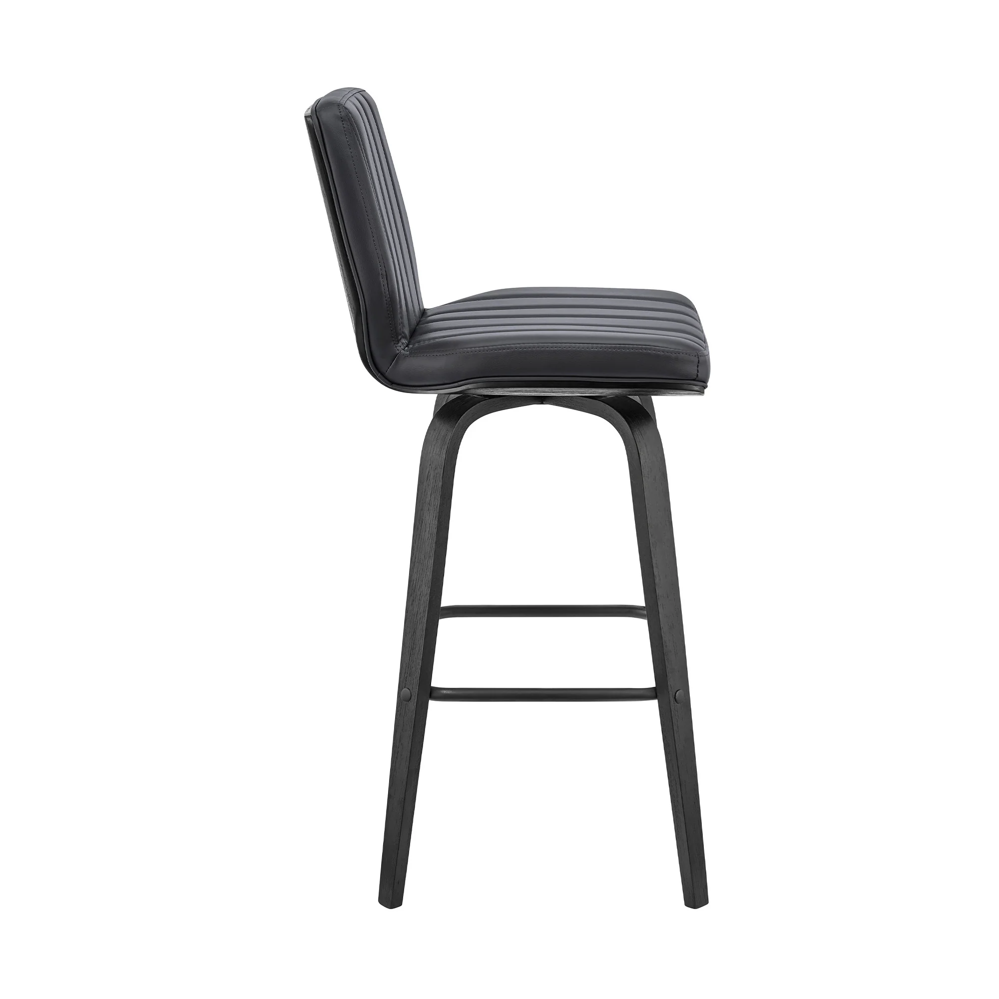 38" Gray Faux Leather And Iron Swivel Bar Height Chair By Homeroots - Image 3