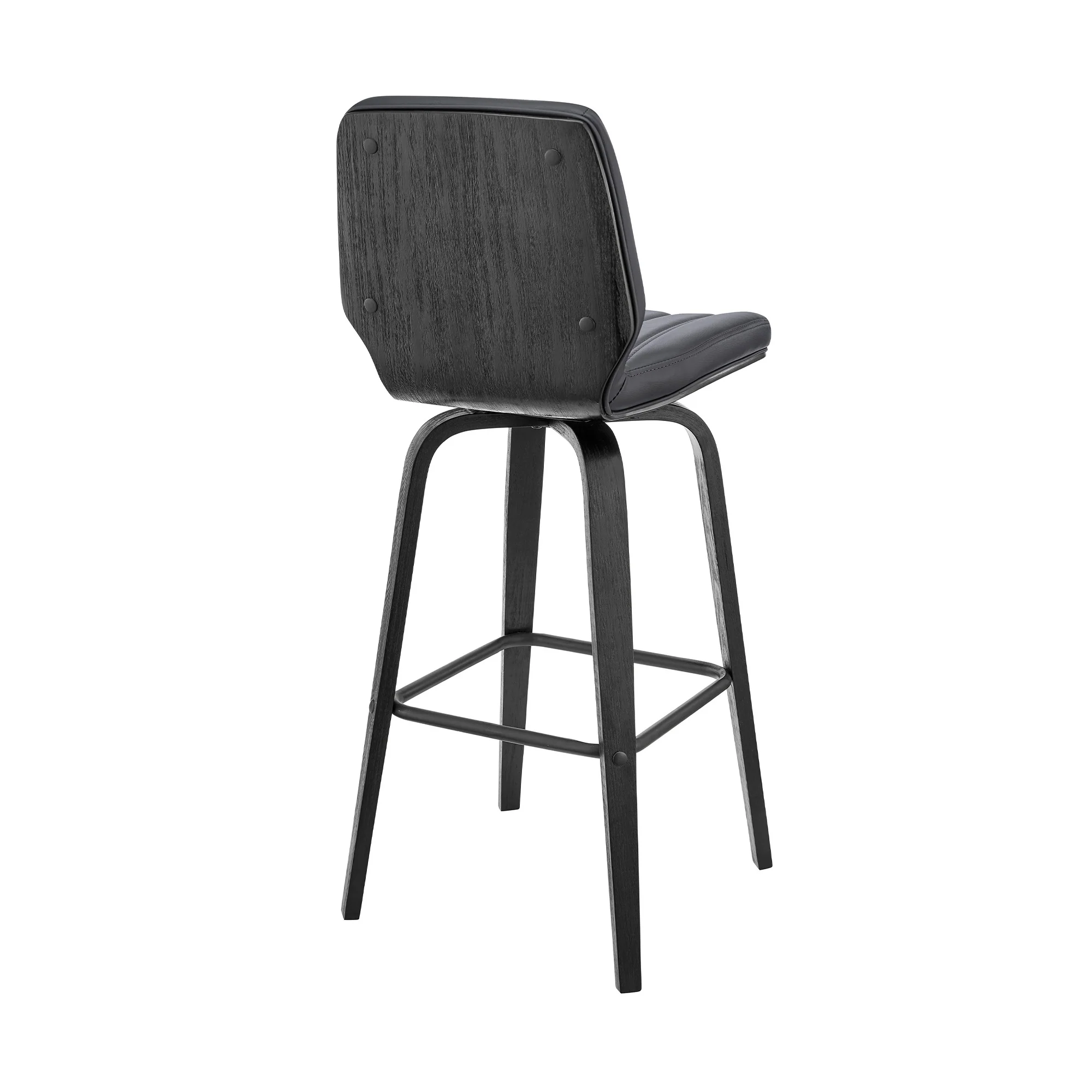 38" Gray Faux Leather And Iron Swivel Bar Height Chair By Homeroots - Image 4