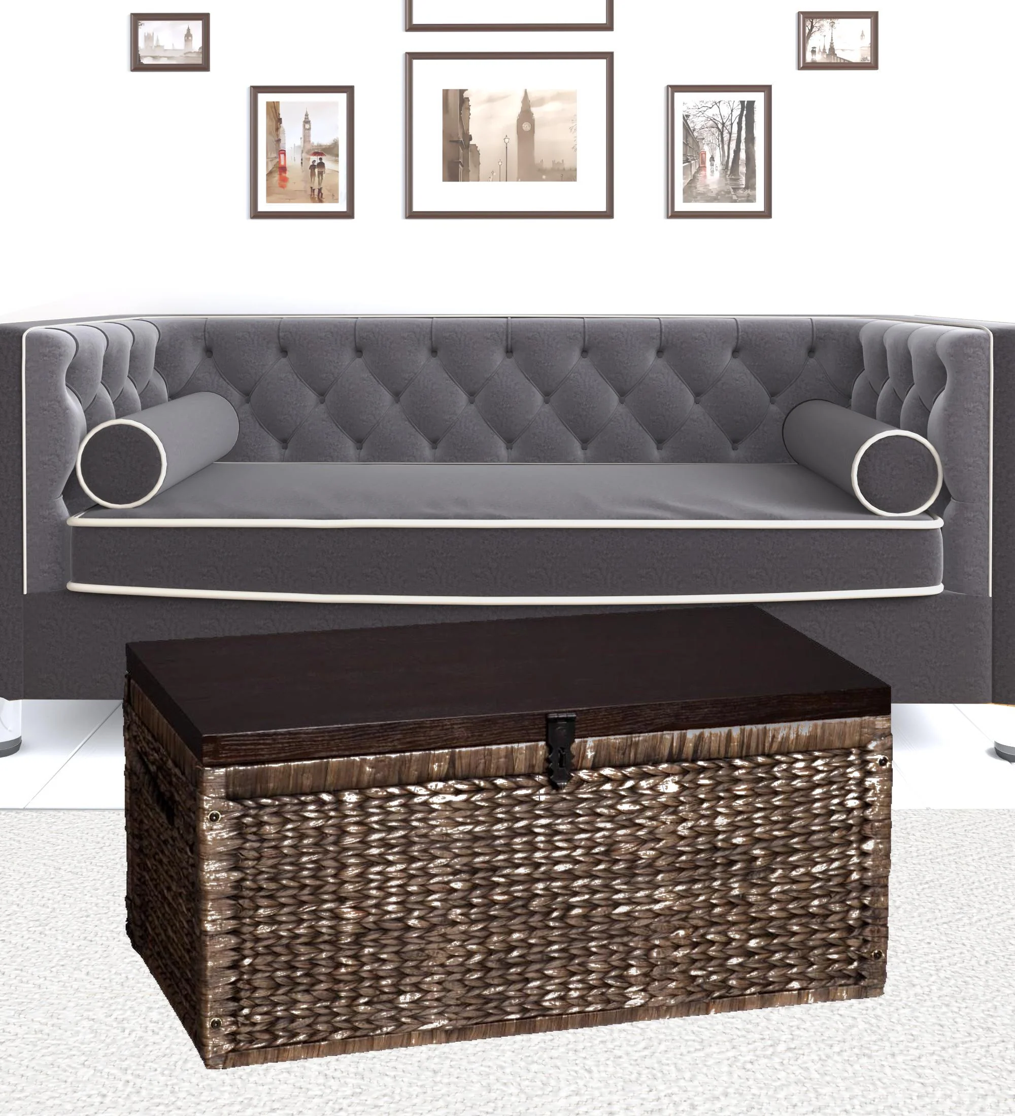 38" Gray Manufactured Wood And Metal Rectangular Coffee Table By Homeroots - Image 6