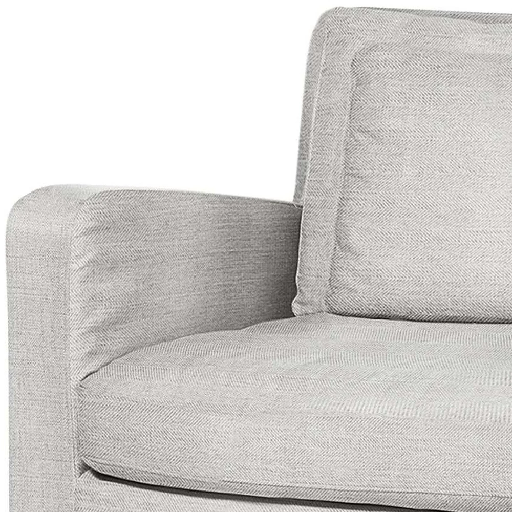 38" Light Gray And Wood Brown Linen Arm Chair By Homeroots - Image 3