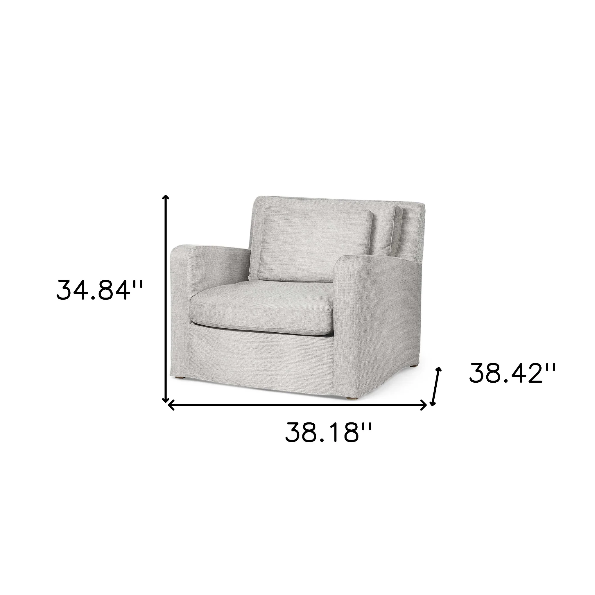 38" Light Gray And Wood Brown Linen Arm Chair By Homeroots - Image 4