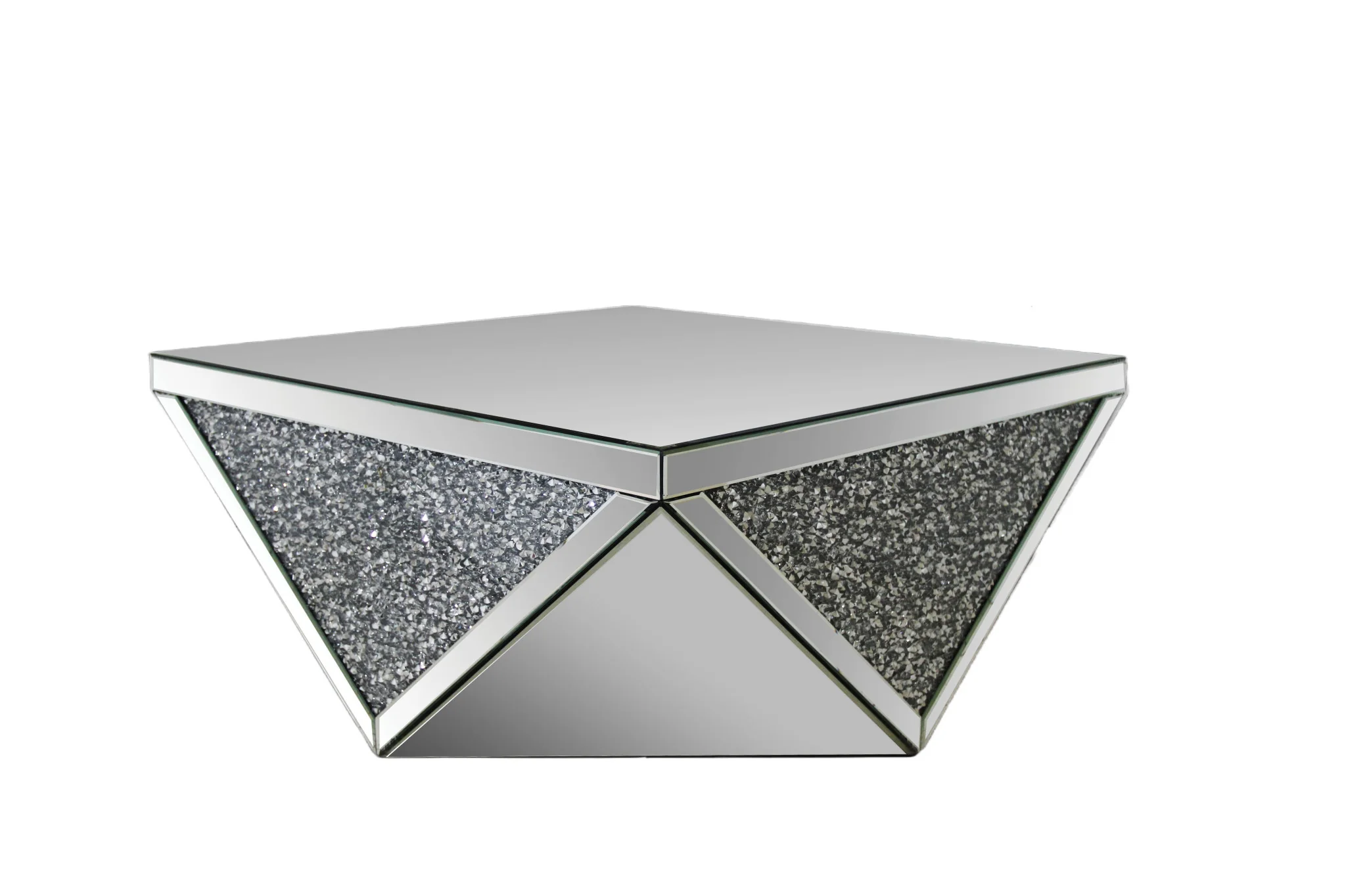 38" Mirrored Wood Square Top Geo Base Coffee Table By Homeroots - Image 2