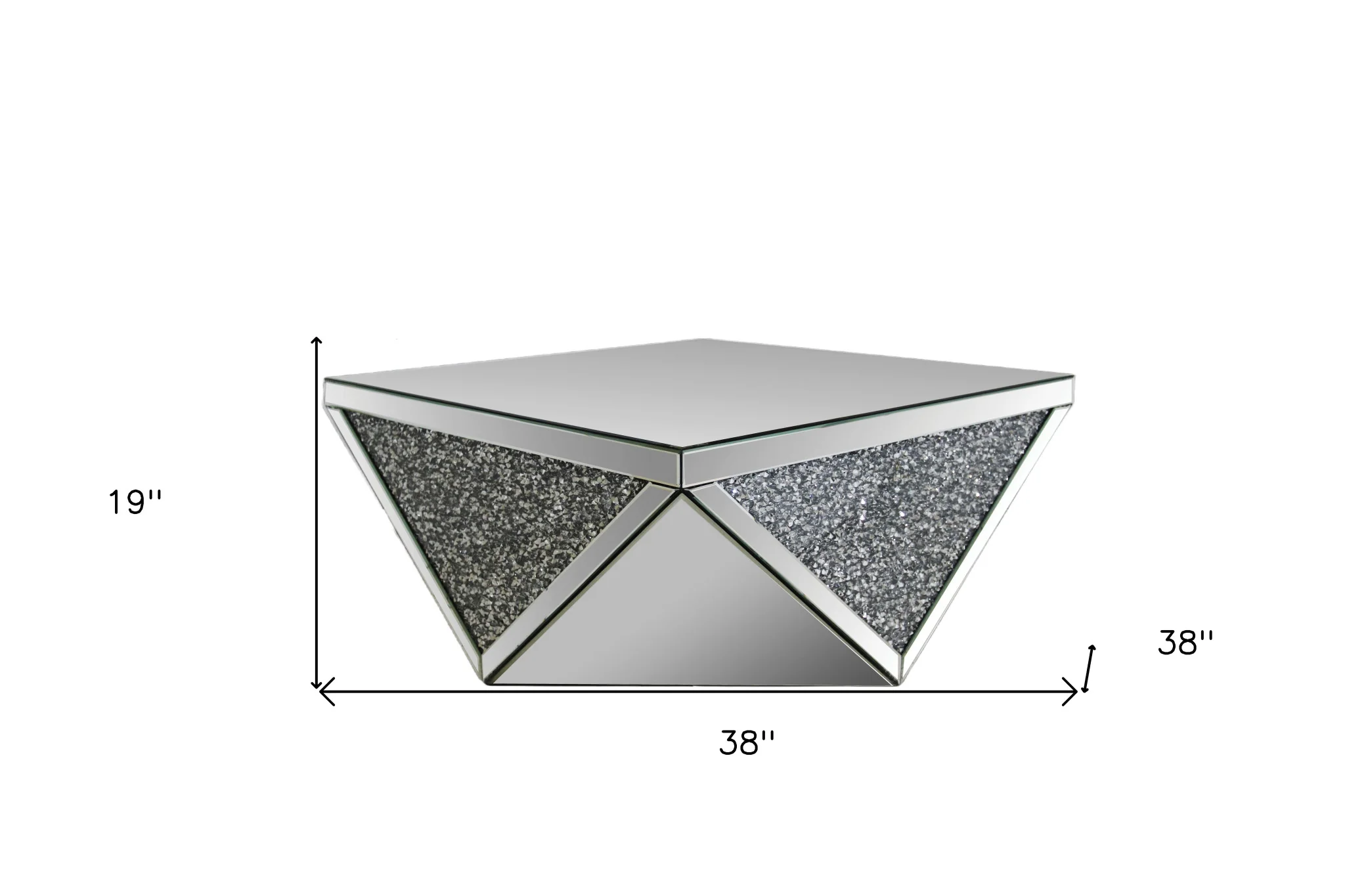 38" Mirrored Wood Square Top Geo Base Coffee Table By Homeroots - Image 6