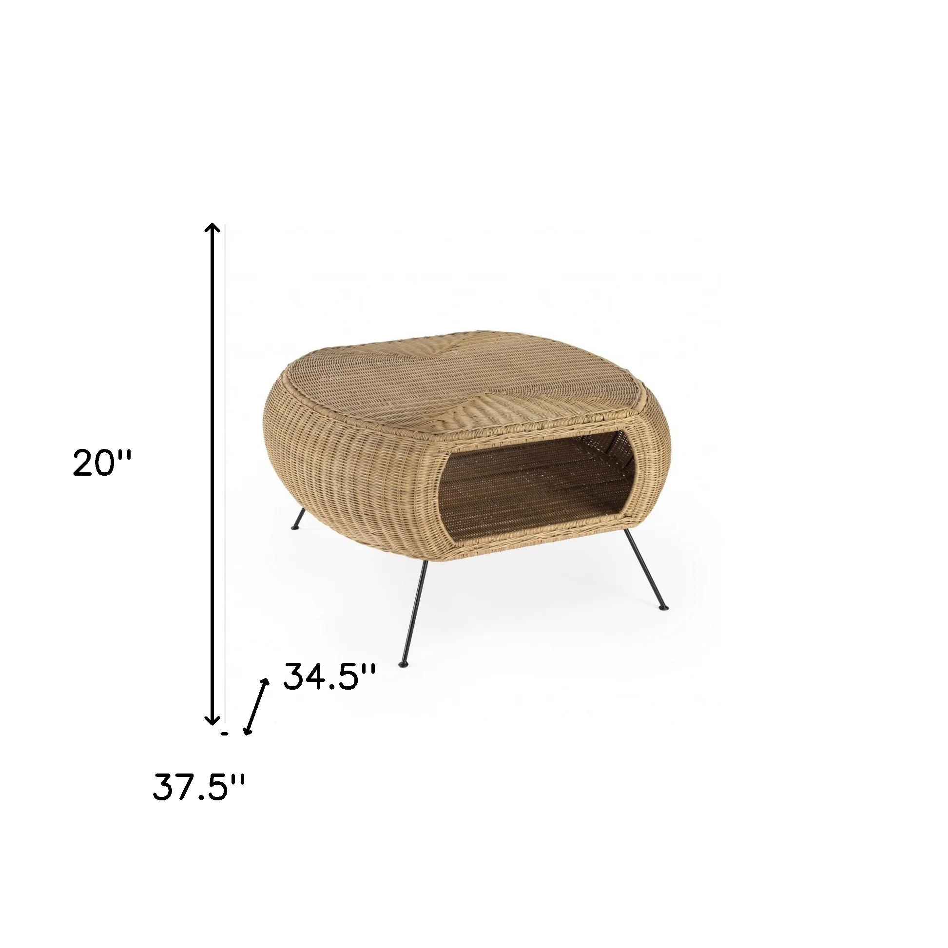38" Natural Rattan Wicker With Iron Round Coffee Table By Homeroots - Image 5