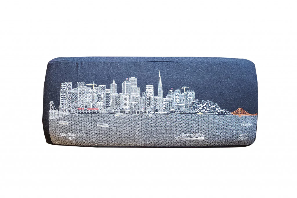 38" San Francisco Daylight Skyline Embroidered Ottoman By Homeroots - Image 5