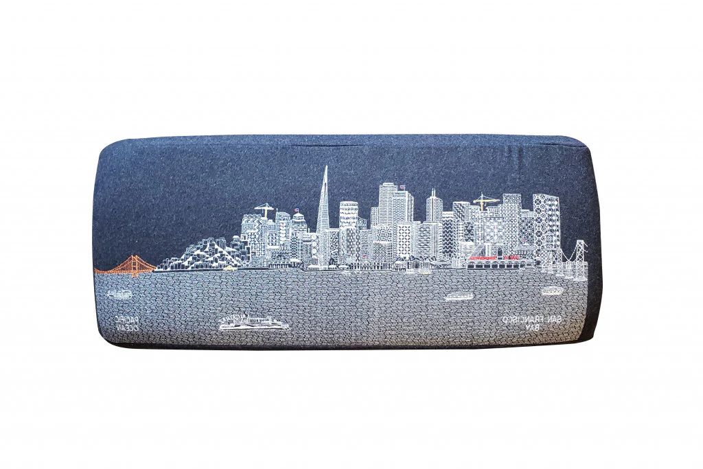38" San Francisco Daylight Skyline Embroidered Ottoman By Homeroots - Image 6