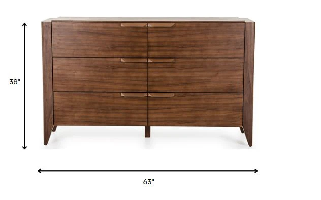 38' Tobacco Veneer And Mdf Dresser With 6 Drawers By Homeroots - Image 6