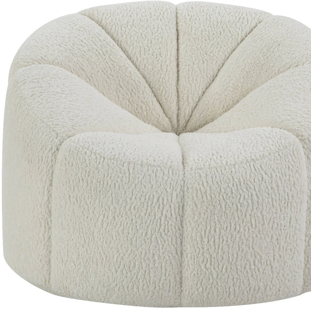 38" White And Black Sherpa Swivel Barrel Chair By Homeroots - Image 4