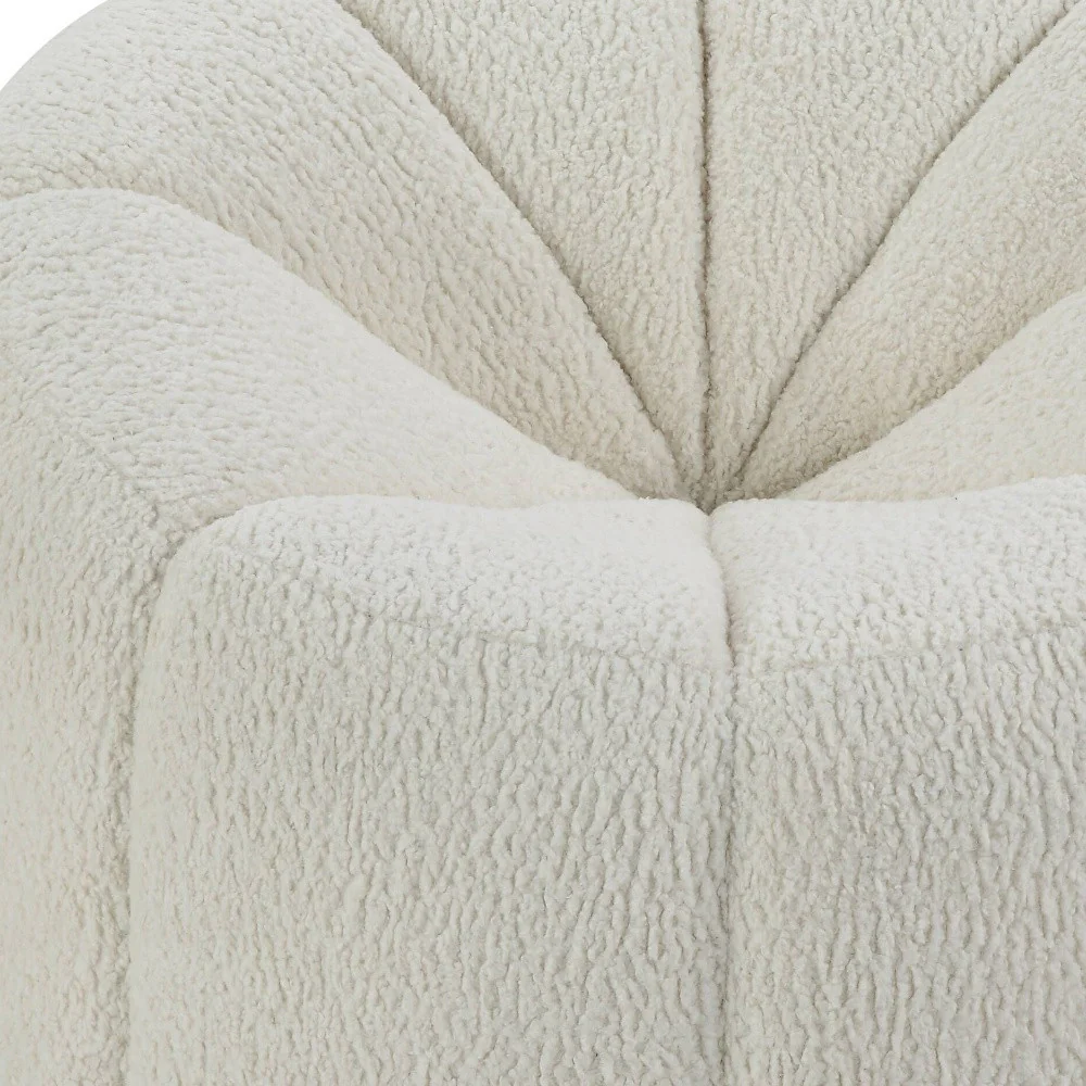 38" White And Black Sherpa Swivel Barrel Chair By Homeroots - Image 5