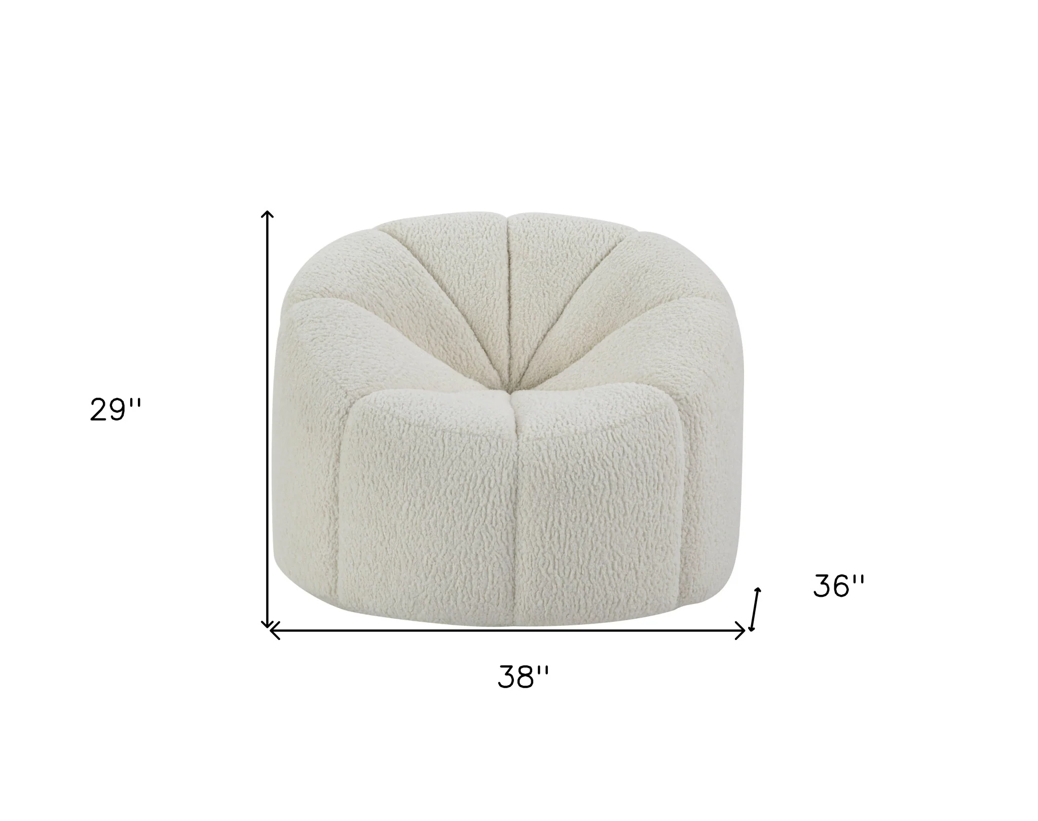 38" White And Black Sherpa Swivel Barrel Chair By Homeroots - Image 6