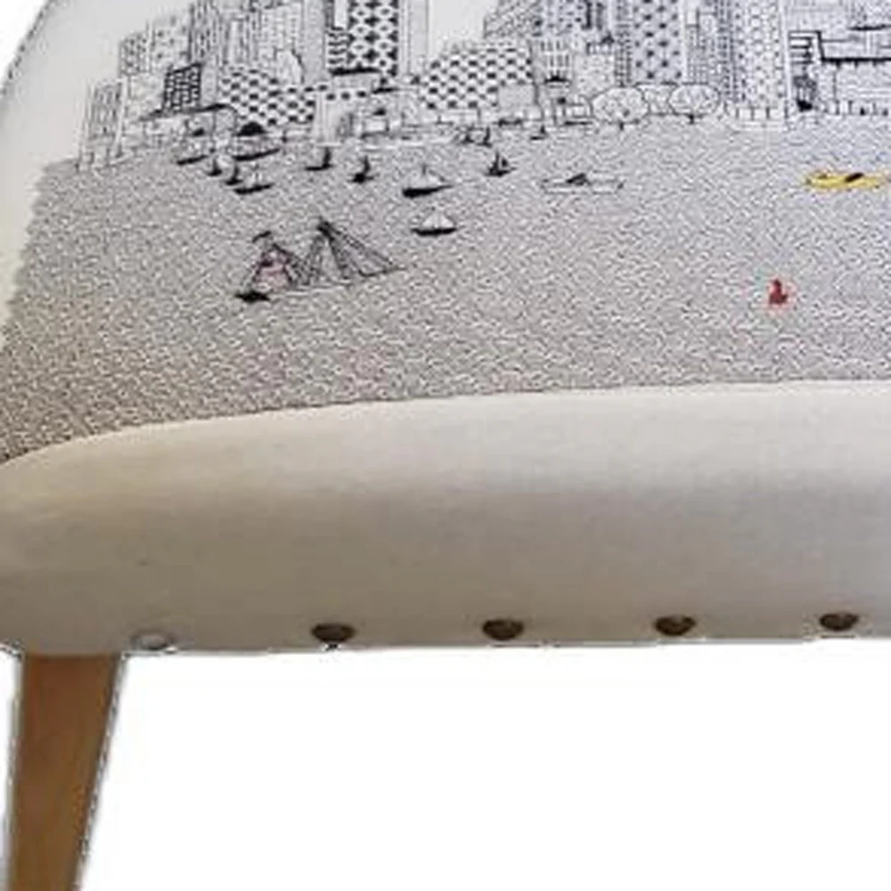 38" White Boston Daylight Skyline Embroidered Ottoman By Homeroots - Image 6