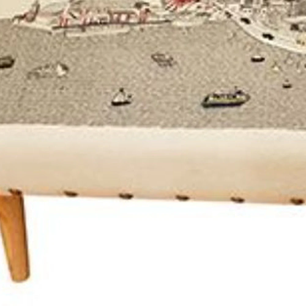 38" White Chicago Daylight Skyline Embroidered Ottoman By Homeroots - Image 3