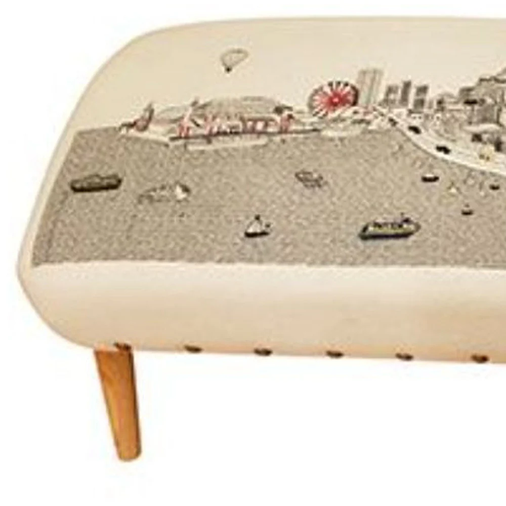 38" White Chicago Daylight Skyline Embroidered Ottoman By Homeroots - Image 4