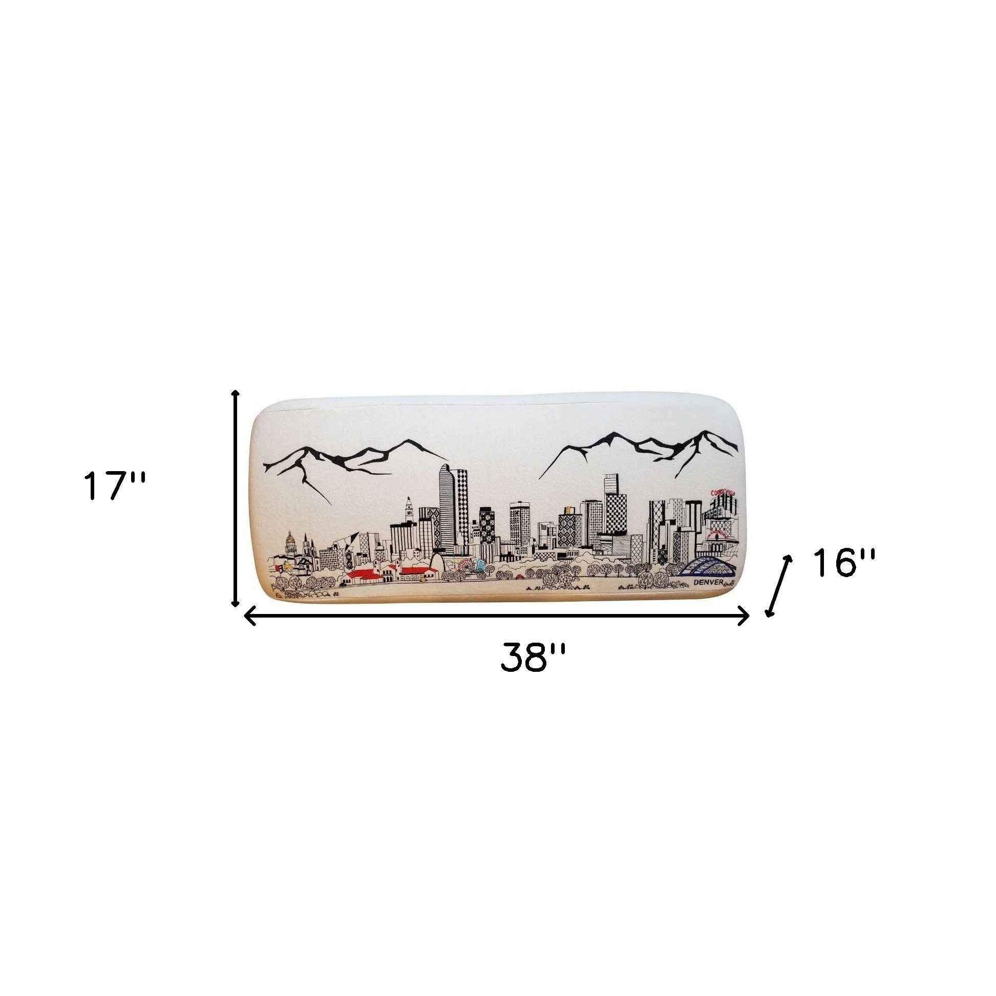 38" White Denver Daylight Skyline Embroidered Ottoman By Homeroots - Image 2
