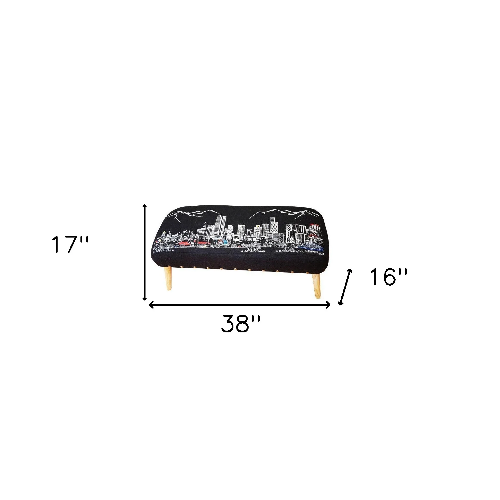 38" White Denver Daylight Skyline Embroidered Ottoman By Homeroots - Image 6
