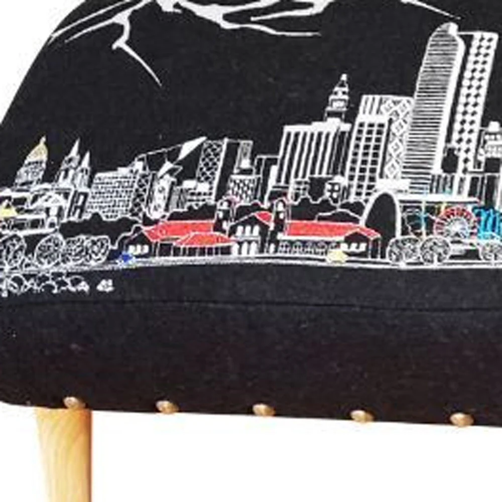 38" White Denver Daylight Skyline Embroidered Ottoman By Homeroots - Image 7