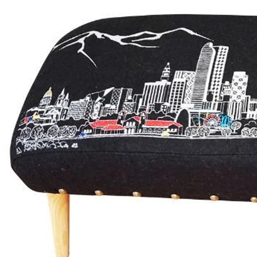 38" White Denver Daylight Skyline Embroidered Ottoman By Homeroots - Image 8