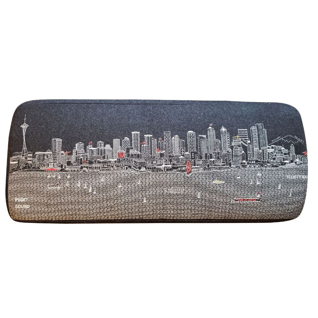 38" White Seattle Daylight Skyline Embroidered Ottoman By Homeroots - Image 5
