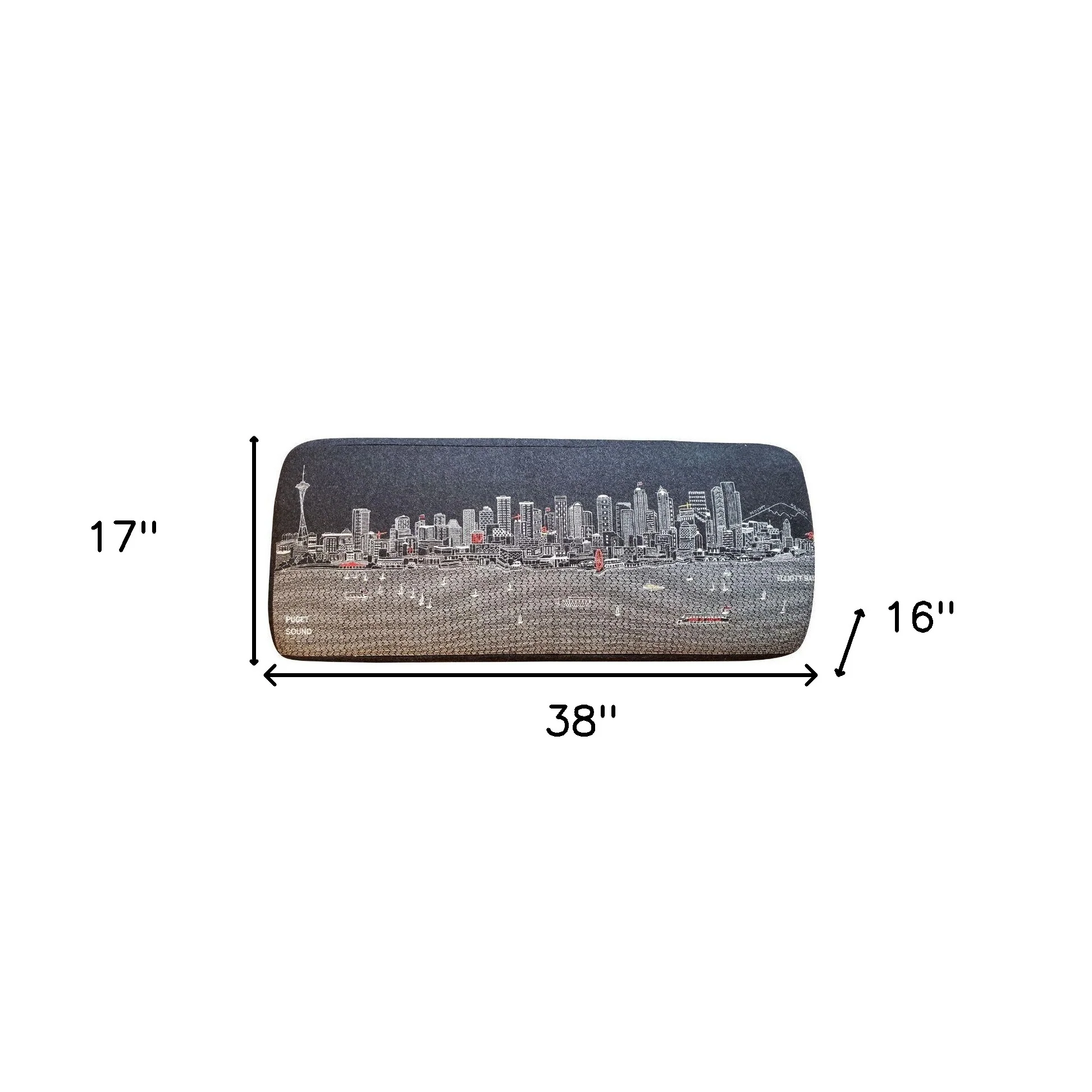38" White Seattle Daylight Skyline Embroidered Ottoman By Homeroots - Image 6