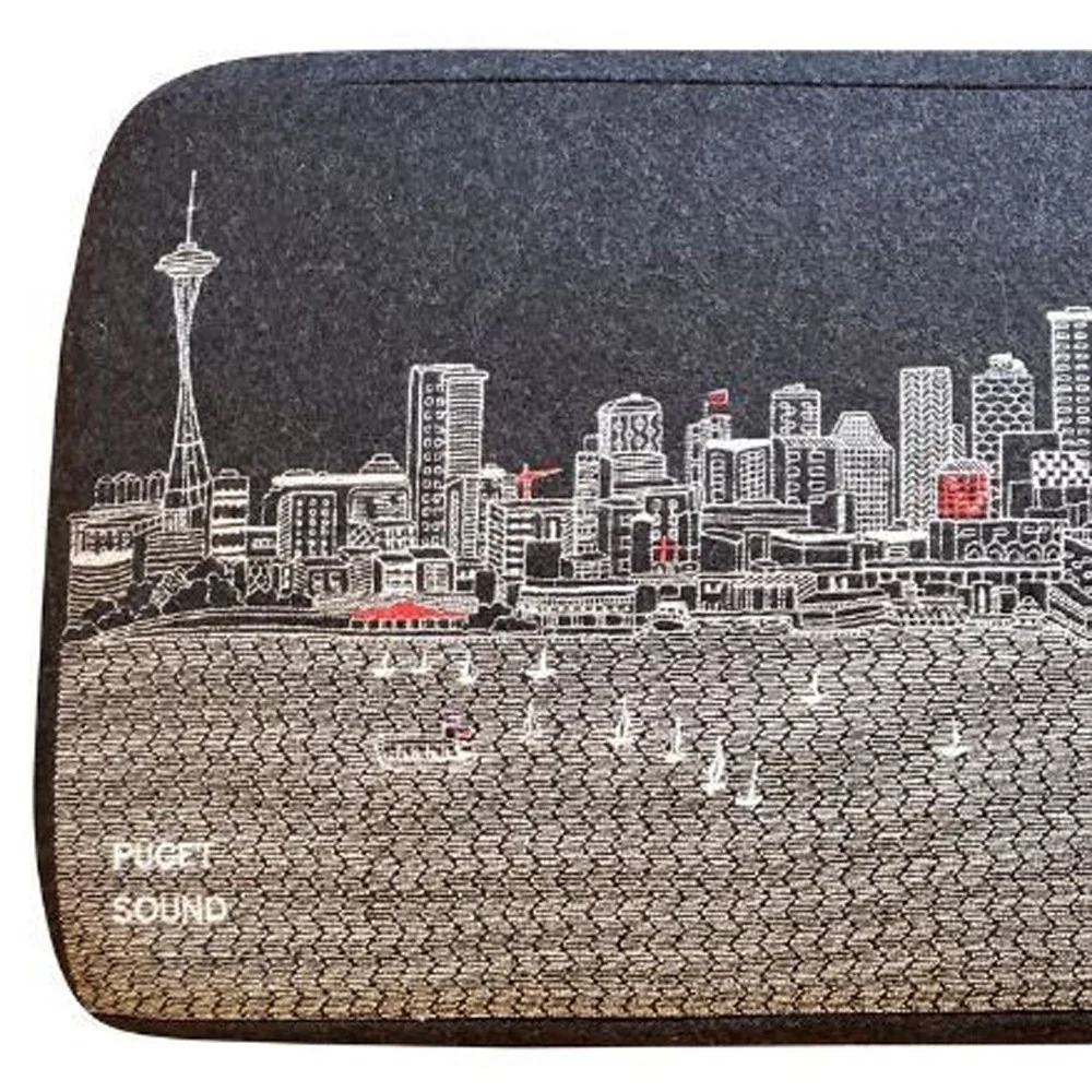 38" White Seattle Daylight Skyline Embroidered Ottoman By Homeroots - Image 8