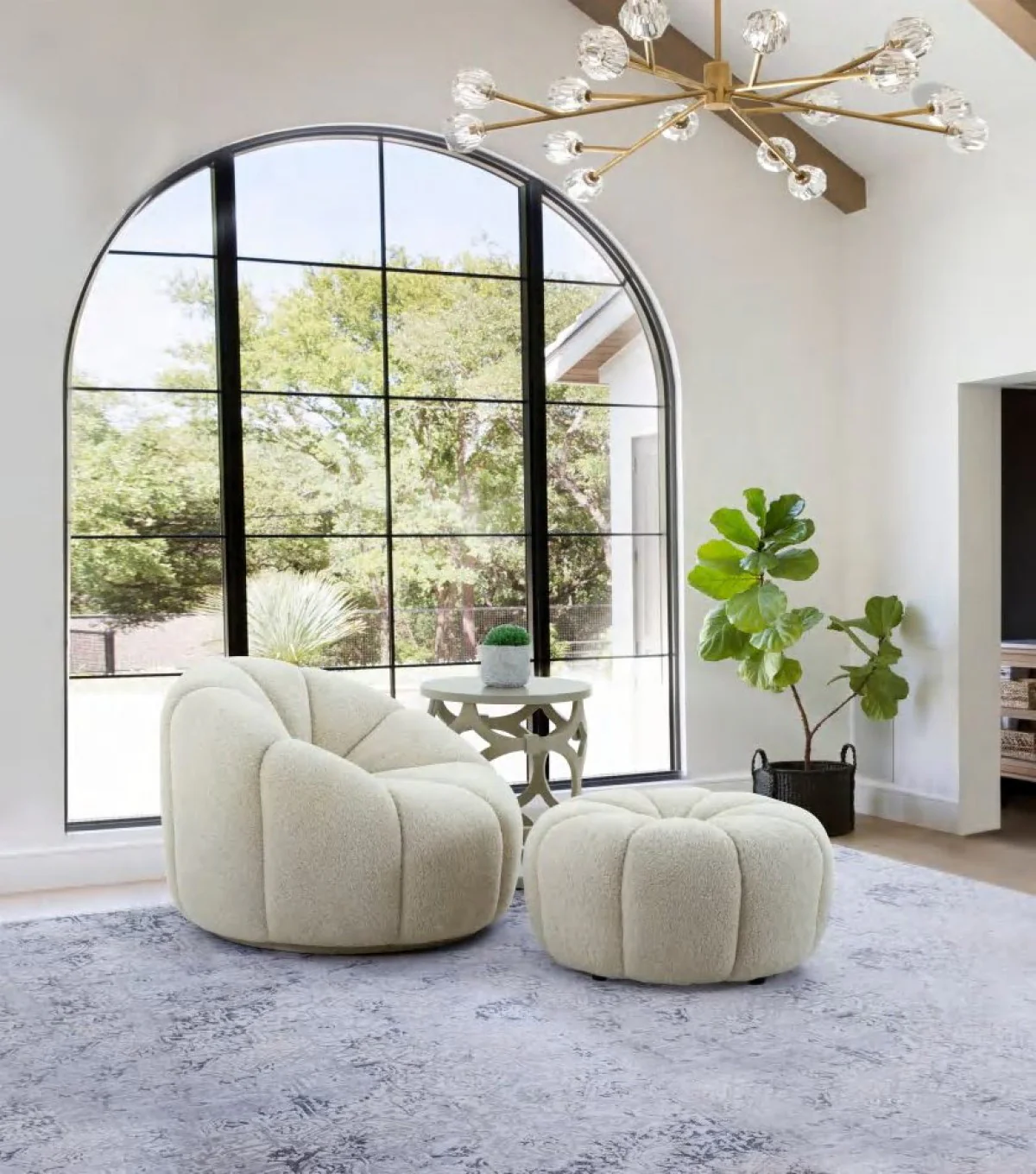 38" White Sherpa Lounge Chair By Homeroots - Image 4