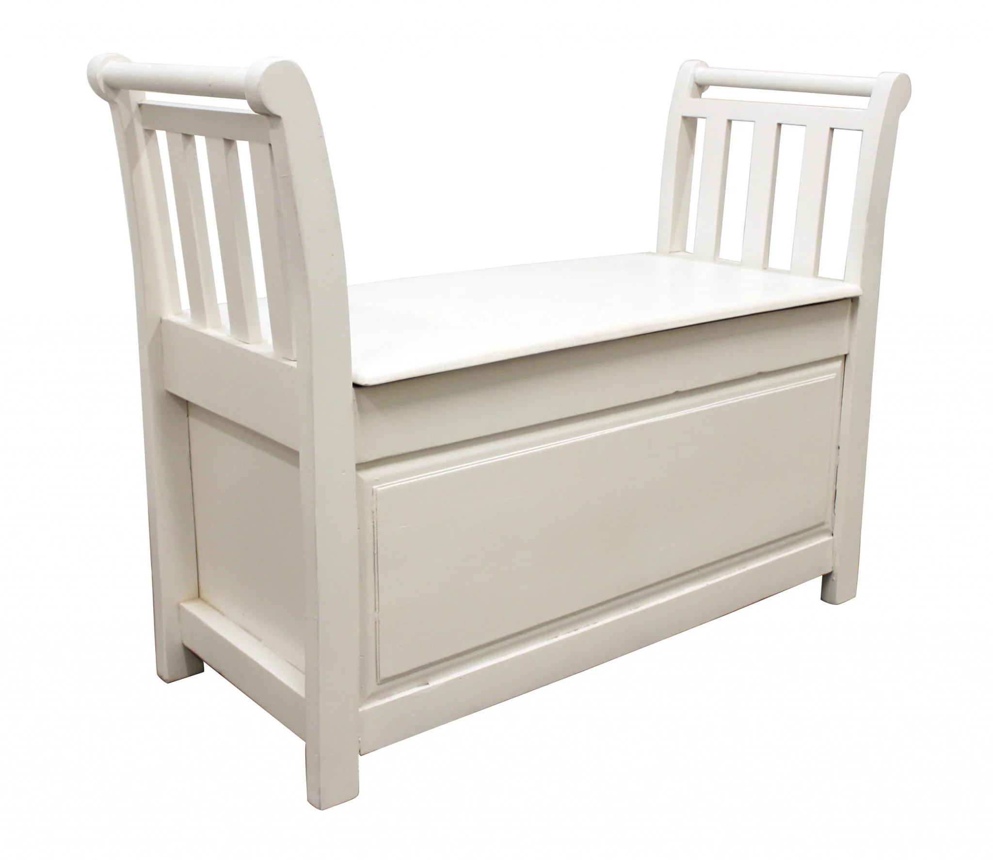 38" White Solid Wood Entryway Bench With Flip Top and High Sides By Homeroots - Image 2