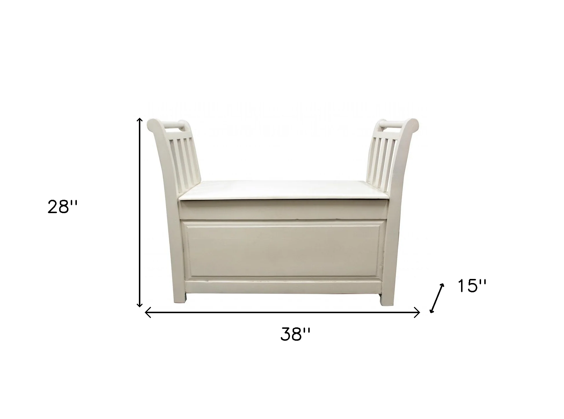 38" White Solid Wood Entryway Bench With Flip Top and High Sides By Homeroots - Image 4