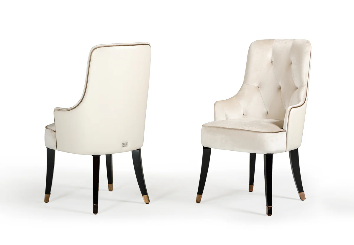 38' White Velvet Fabric Dining Chair By Homeroots - Image 2