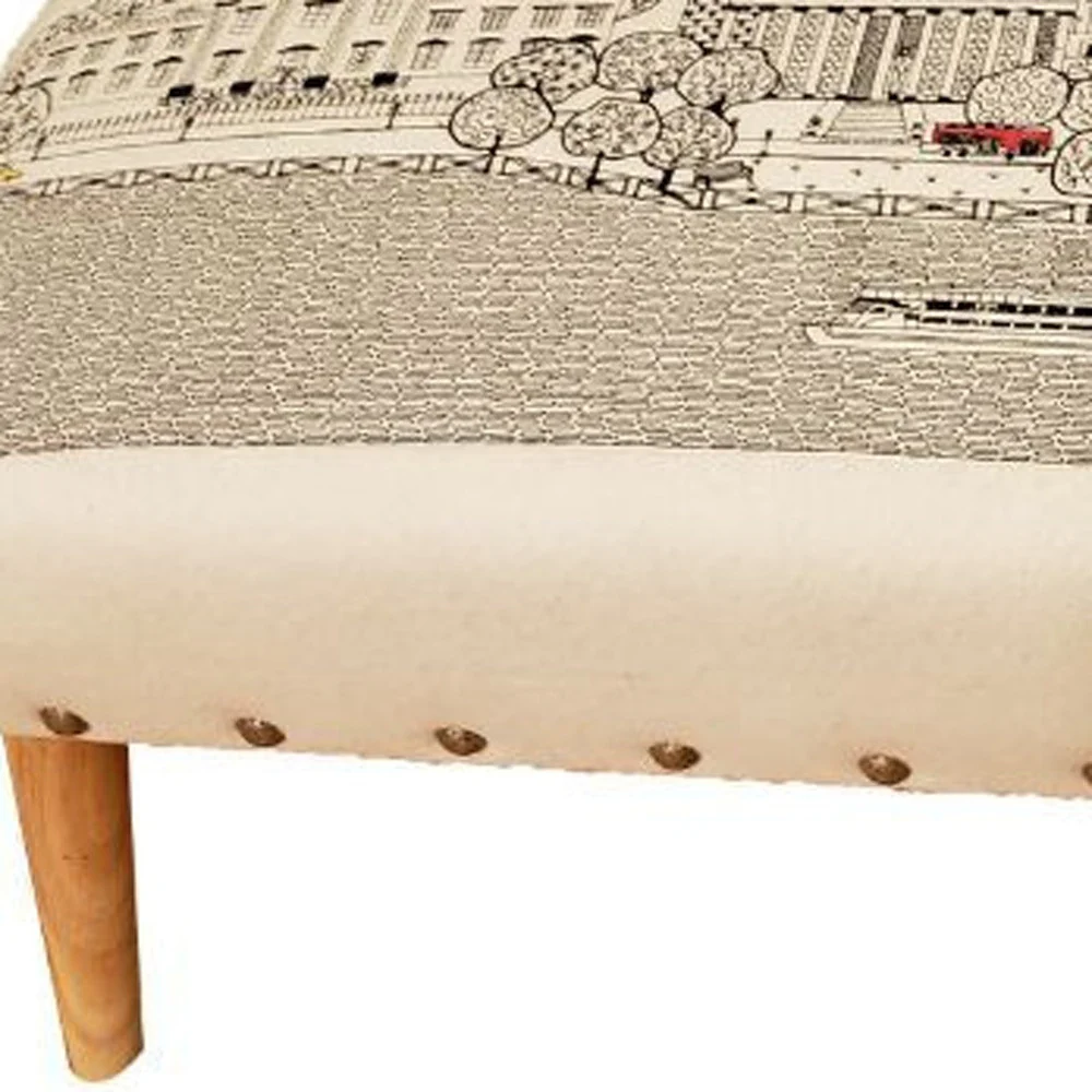 38" White Washington DC Daylight Skyline Embroidered Ottoman By Homeroots - Image 3