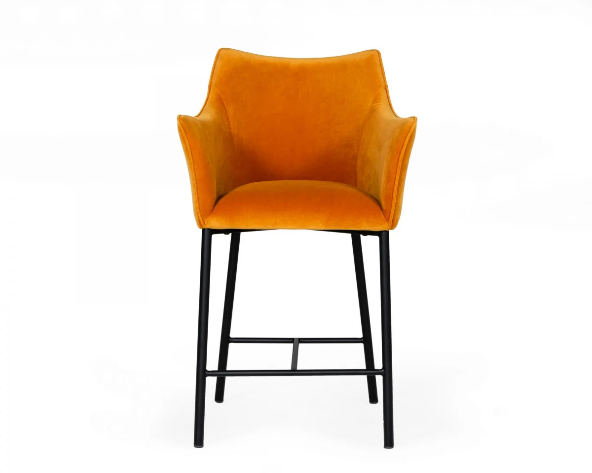38" Yellow And Black Iron Low Back Counter Height Bar Chair With Footrest By Homeroots - Image 2