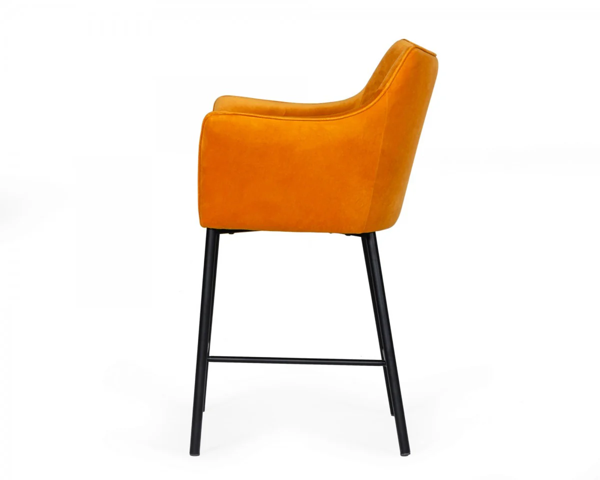 38" Yellow And Black Iron Low Back Counter Height Bar Chair With Footrest By Homeroots - Image 3