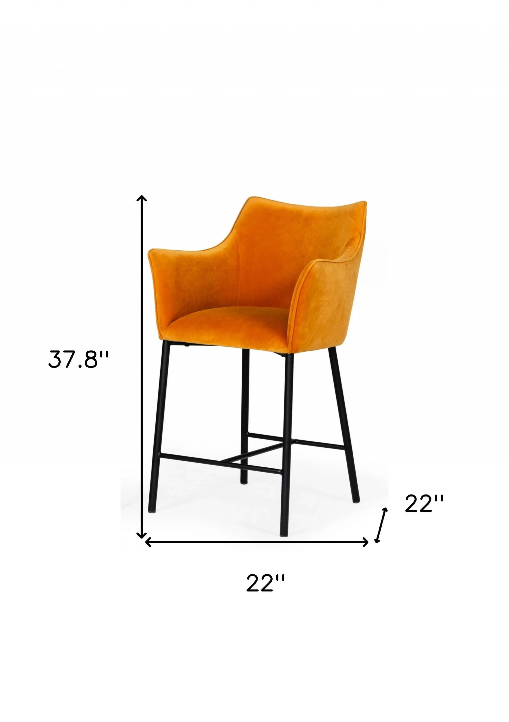 38" Yellow And Black Iron Low Back Counter Height Bar Chair With Footrest By Homeroots - Image 8