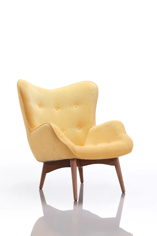 38' Yellow Fabric and Wood Tufted Chair and Ottoman By Homeroots - Image 2