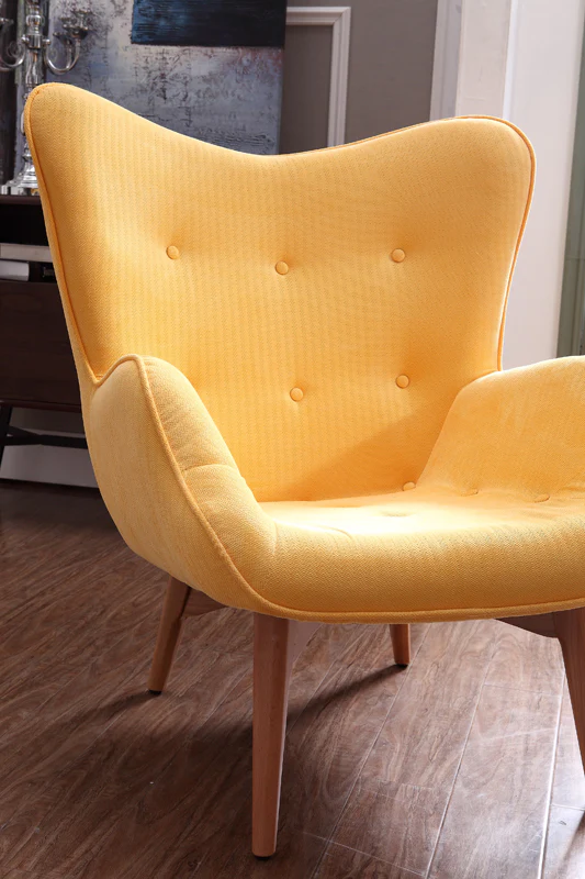 38' Yellow Fabric and Wood Tufted Chair and Ottoman By Homeroots - Image 5