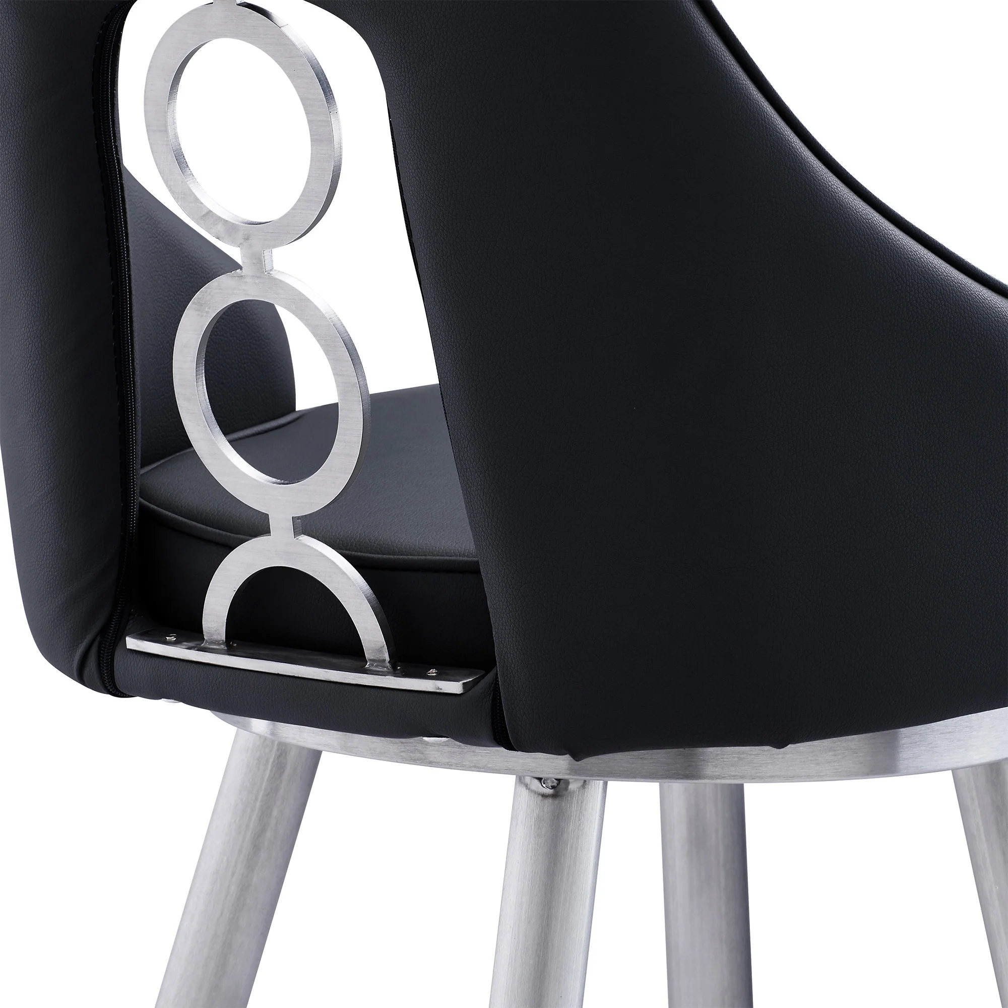 39" Black Faux Leather And Iron Swivel Counter Height Bar Chair By Homeroots - Image 7