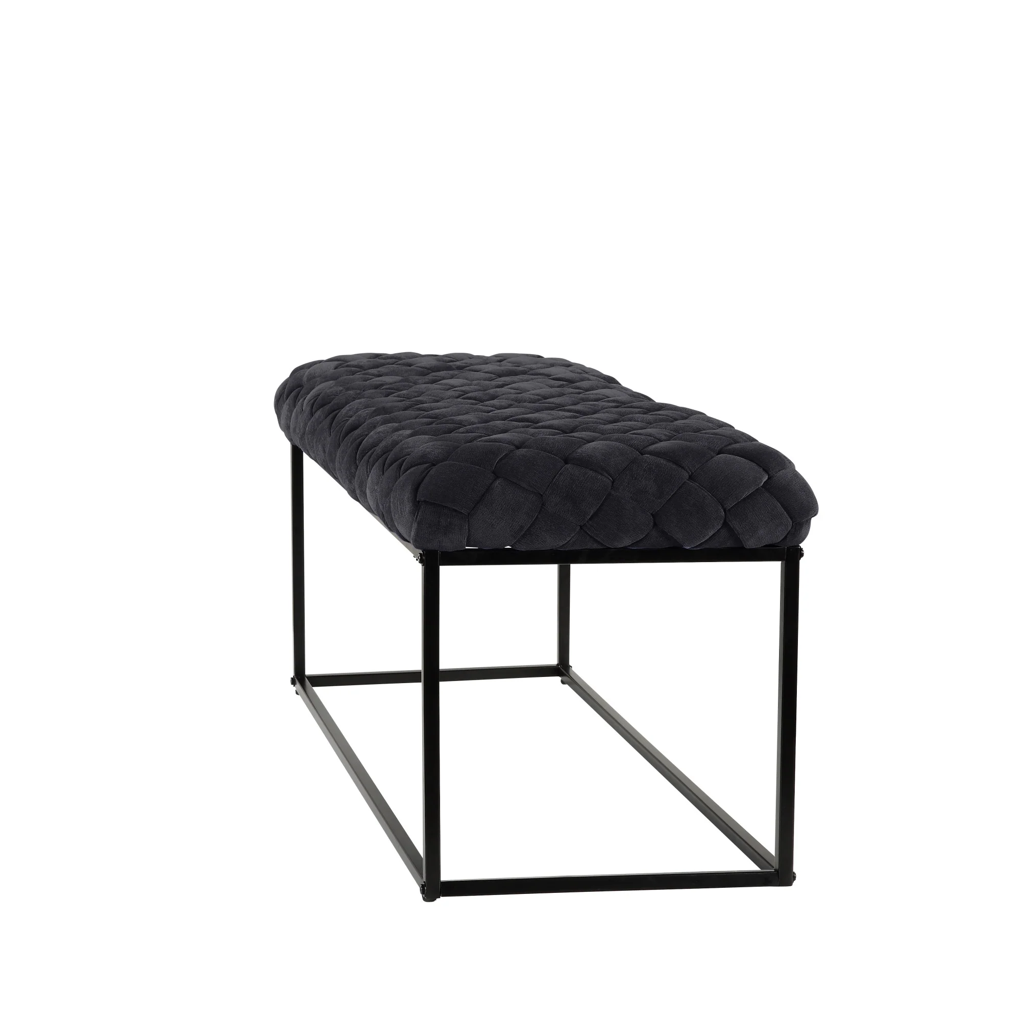 39" Black Upholstered Velvet Bench By Homeroots - Image 3