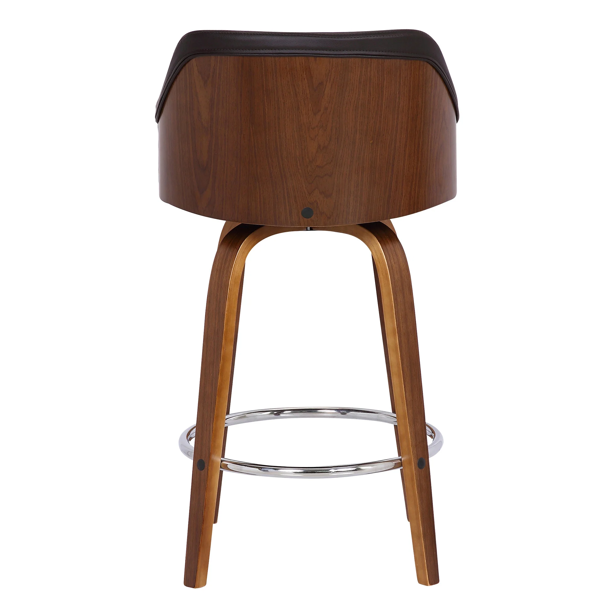 39" Brown Iron Swivel Low Back Bar Height Chair With Footrest By Homeroots - Image 5