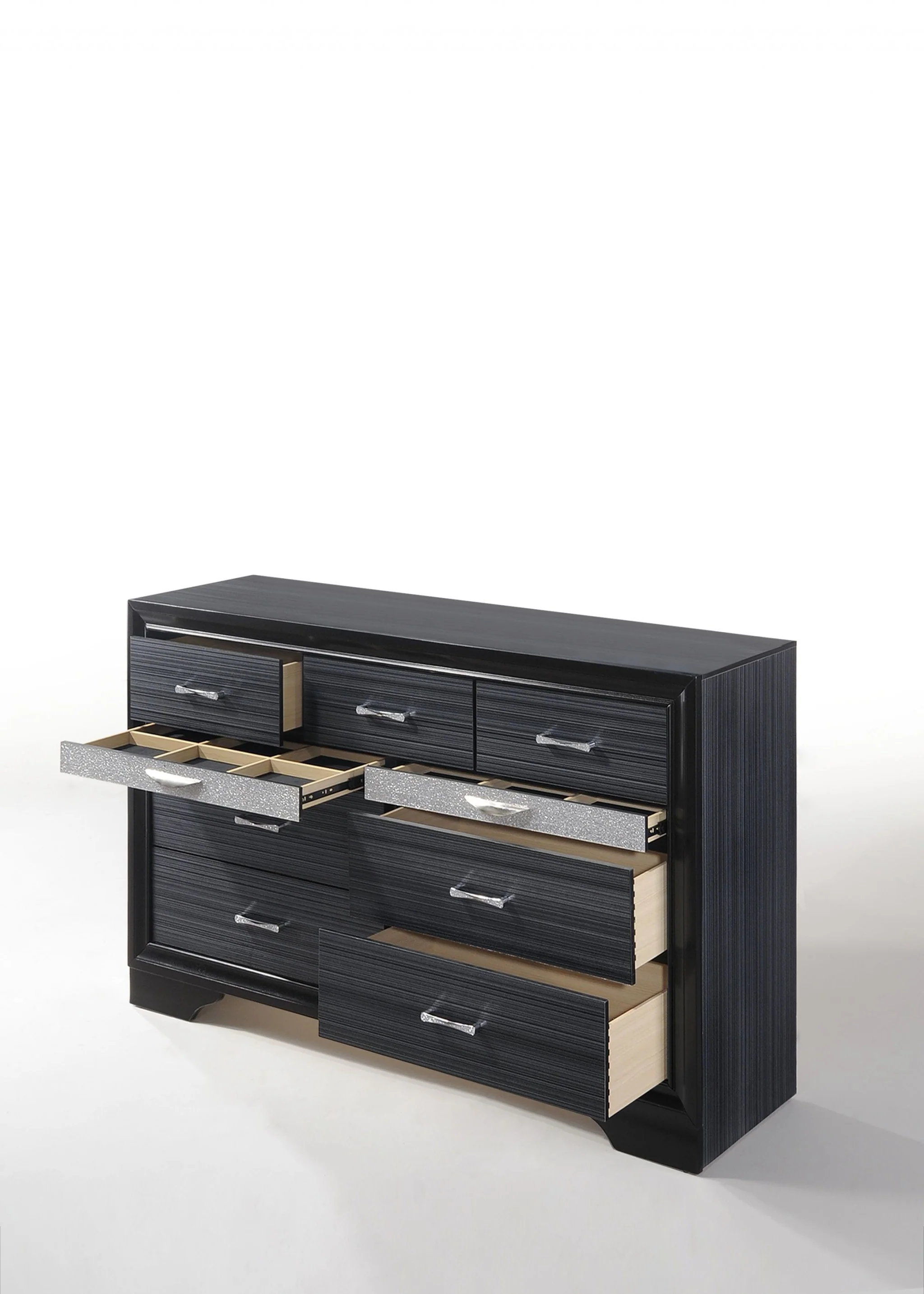 39' Contemporary Black Wood Finish Dresser With 9 Drawers By Homeroots - Image 2