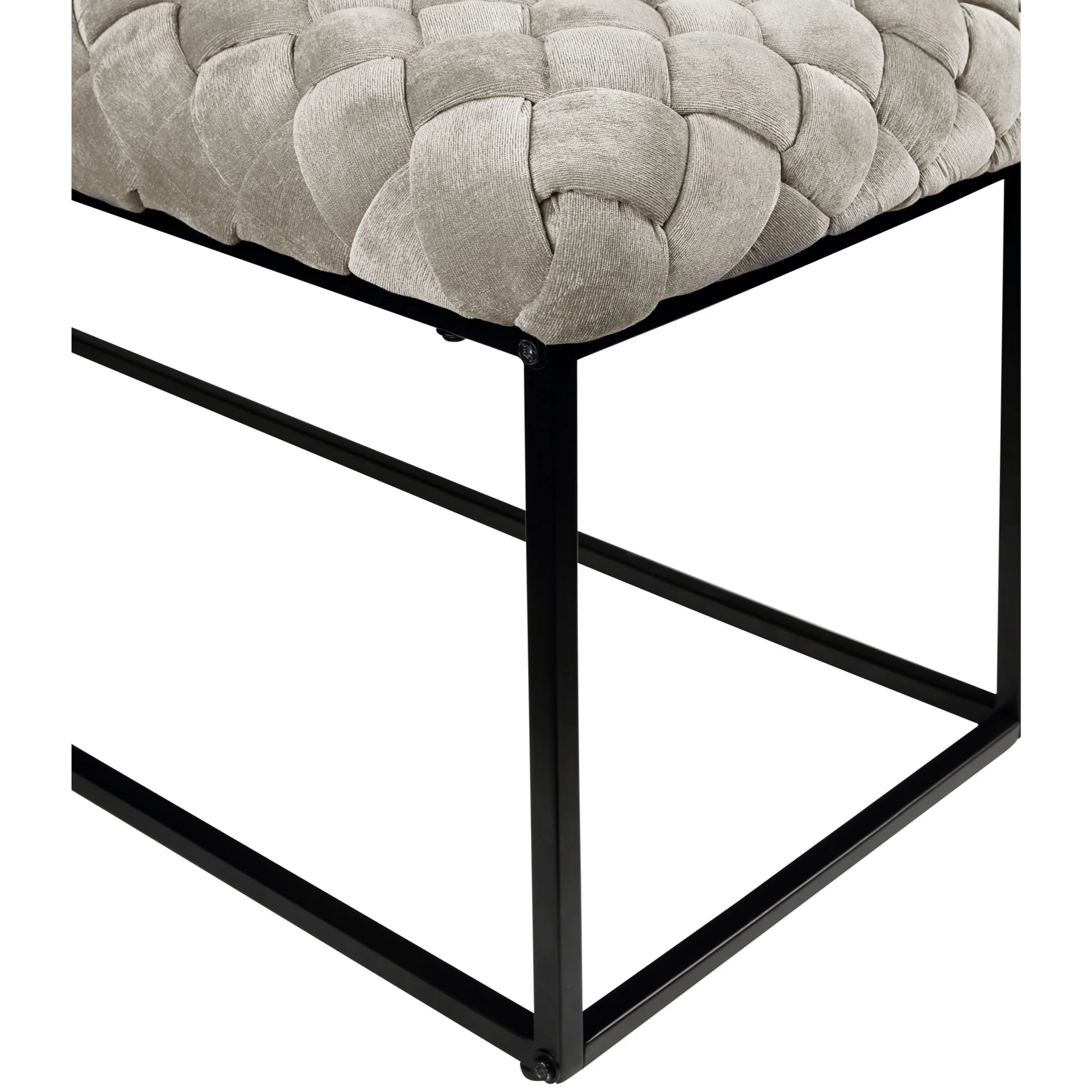 39" Cream And Black Upholstered Velvet Bench By Homeroots - Image 4
