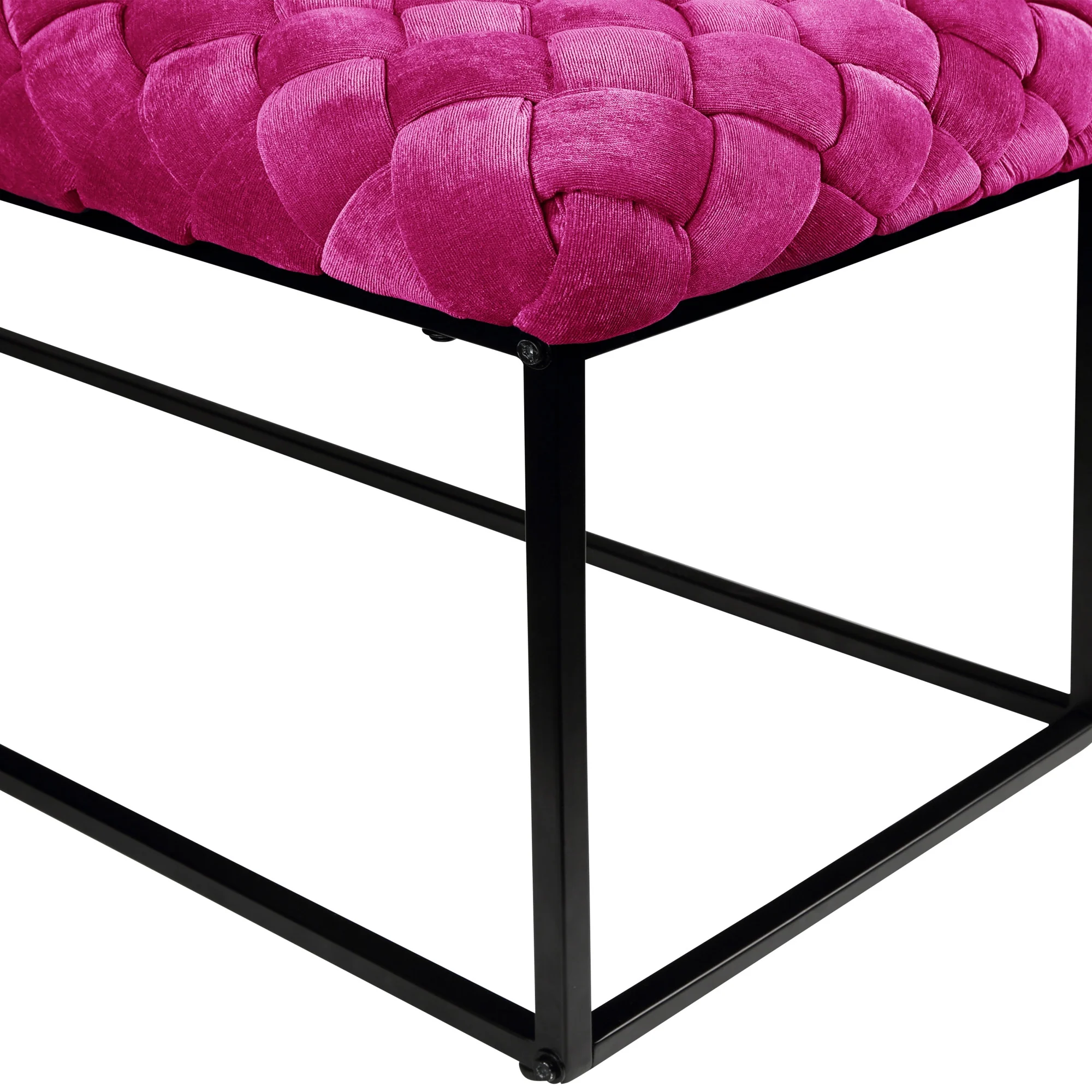 39" Fuchsia And Black Upholstered Velvet Bench By Homeroots - Image 5