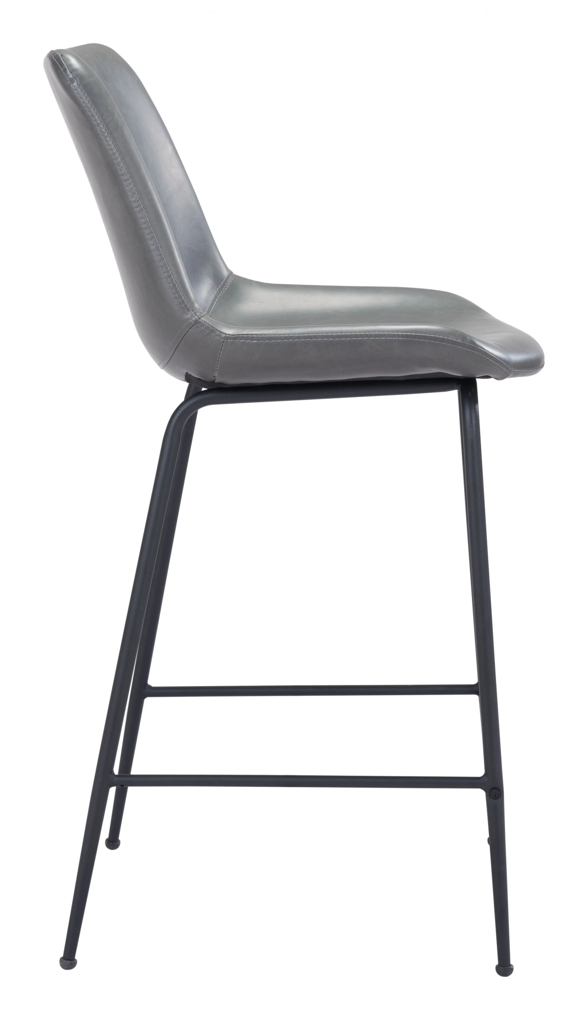 39" Gray And Black Steel Low Back Counter Height Bar Chair With Footrest By Homeroots - Image 2