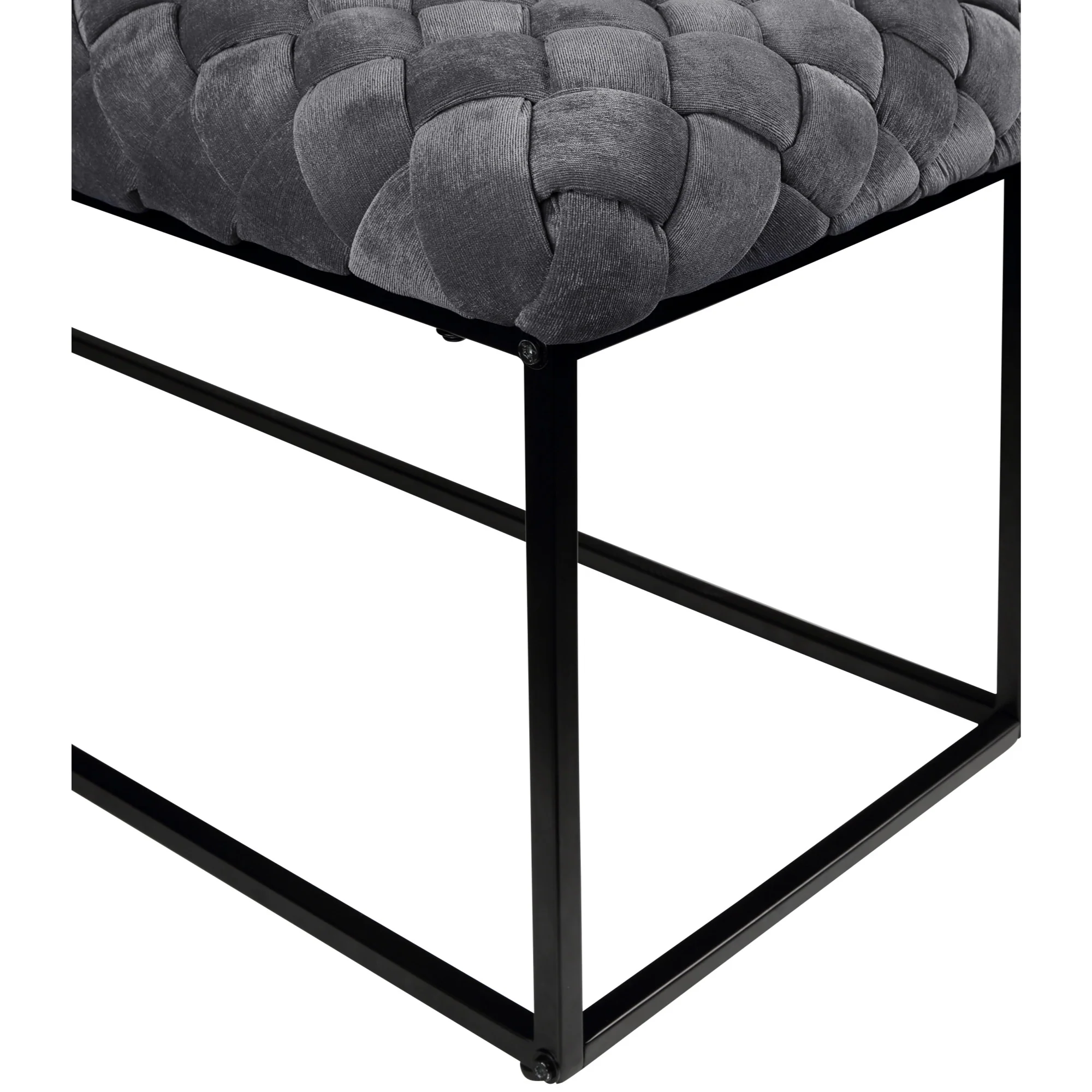 39" Gray And Black Upholstered Velvet Bench By Homeroots - Image 4