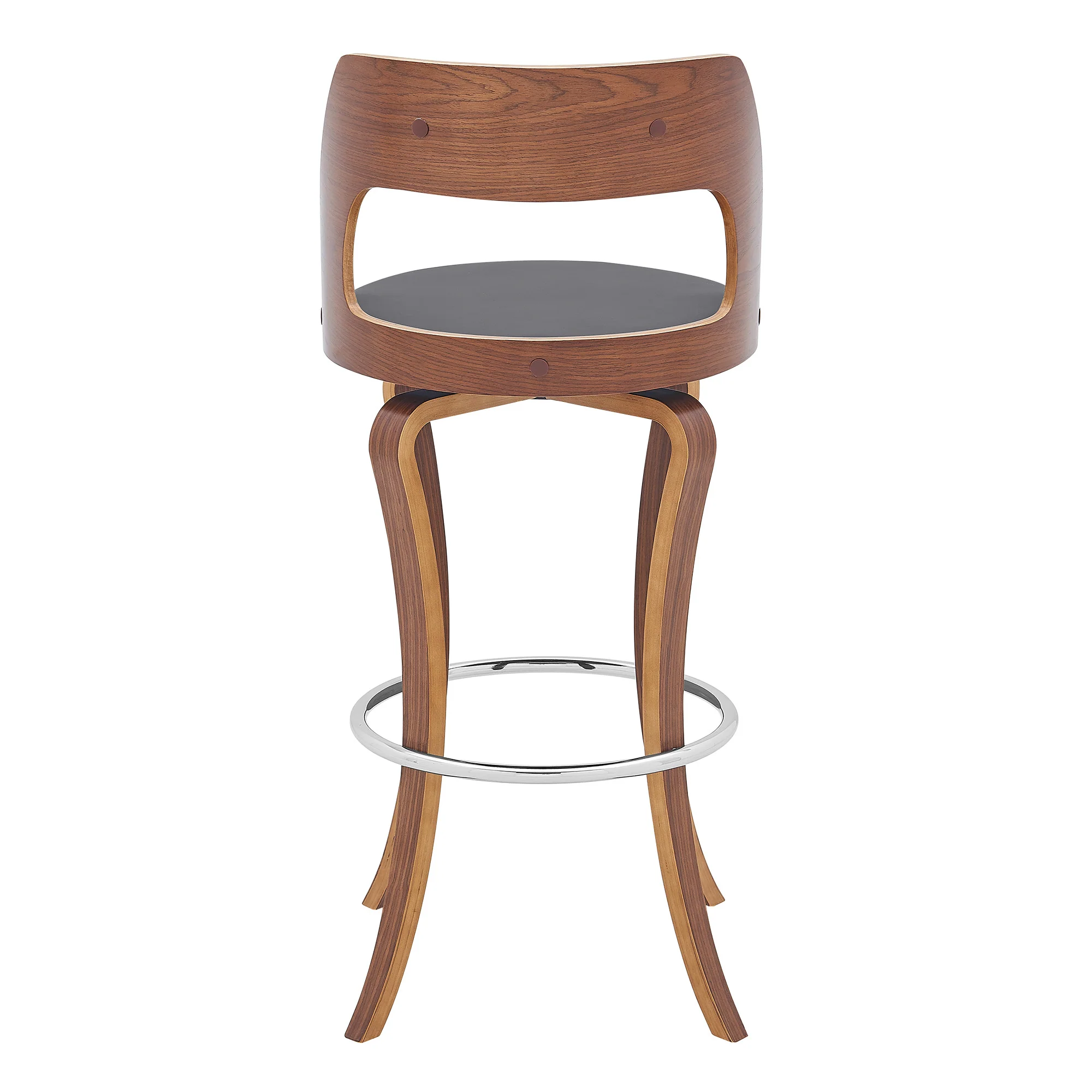 39" Gray And Brown Faux Leather Swivel Bar Height Chair With Footrest By Homeroots - Image 5