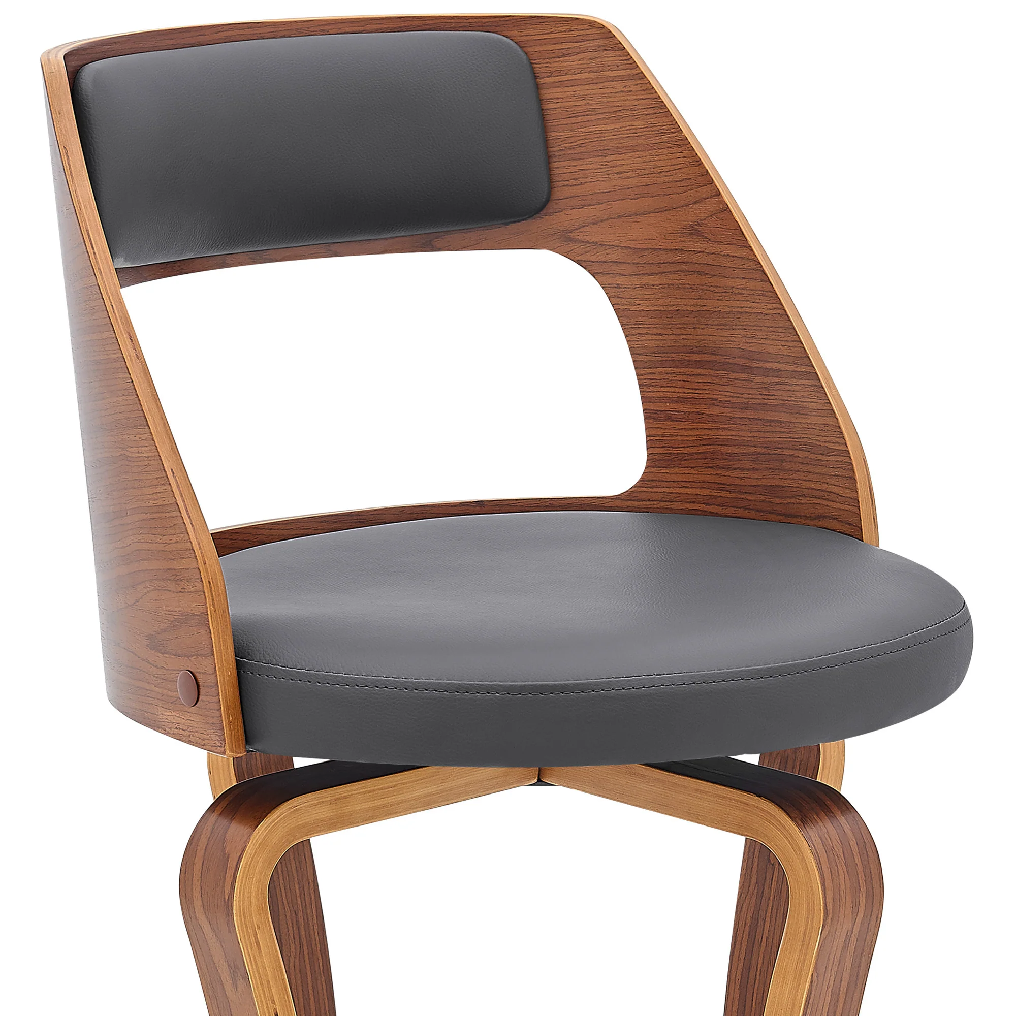 39" Gray And Brown Faux Leather Swivel Bar Height Chair With Footrest By Homeroots - Image 7