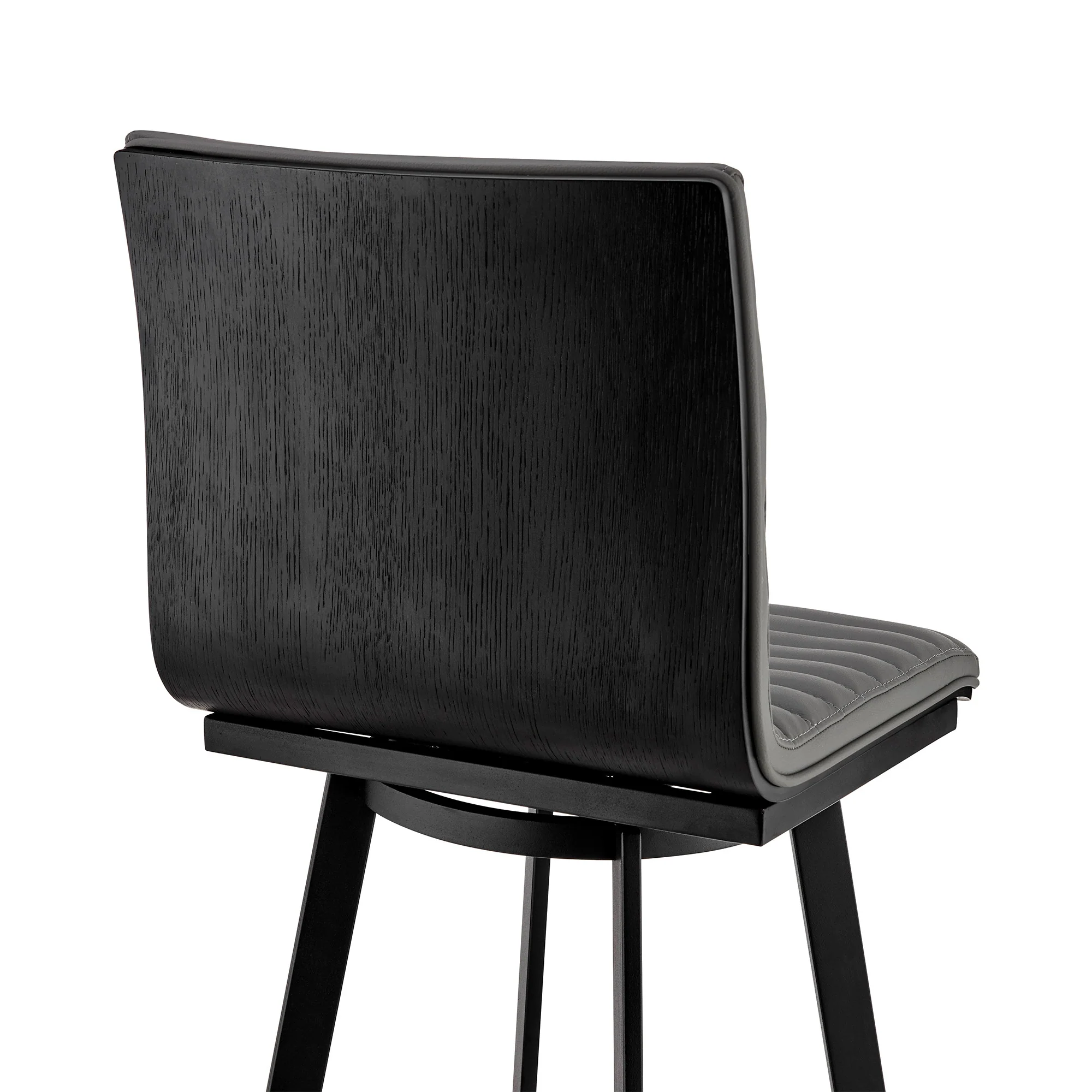 39" Gray Faux Leather And Iron Swivel Counter Height Bar Chair By Homeroots - Image 8