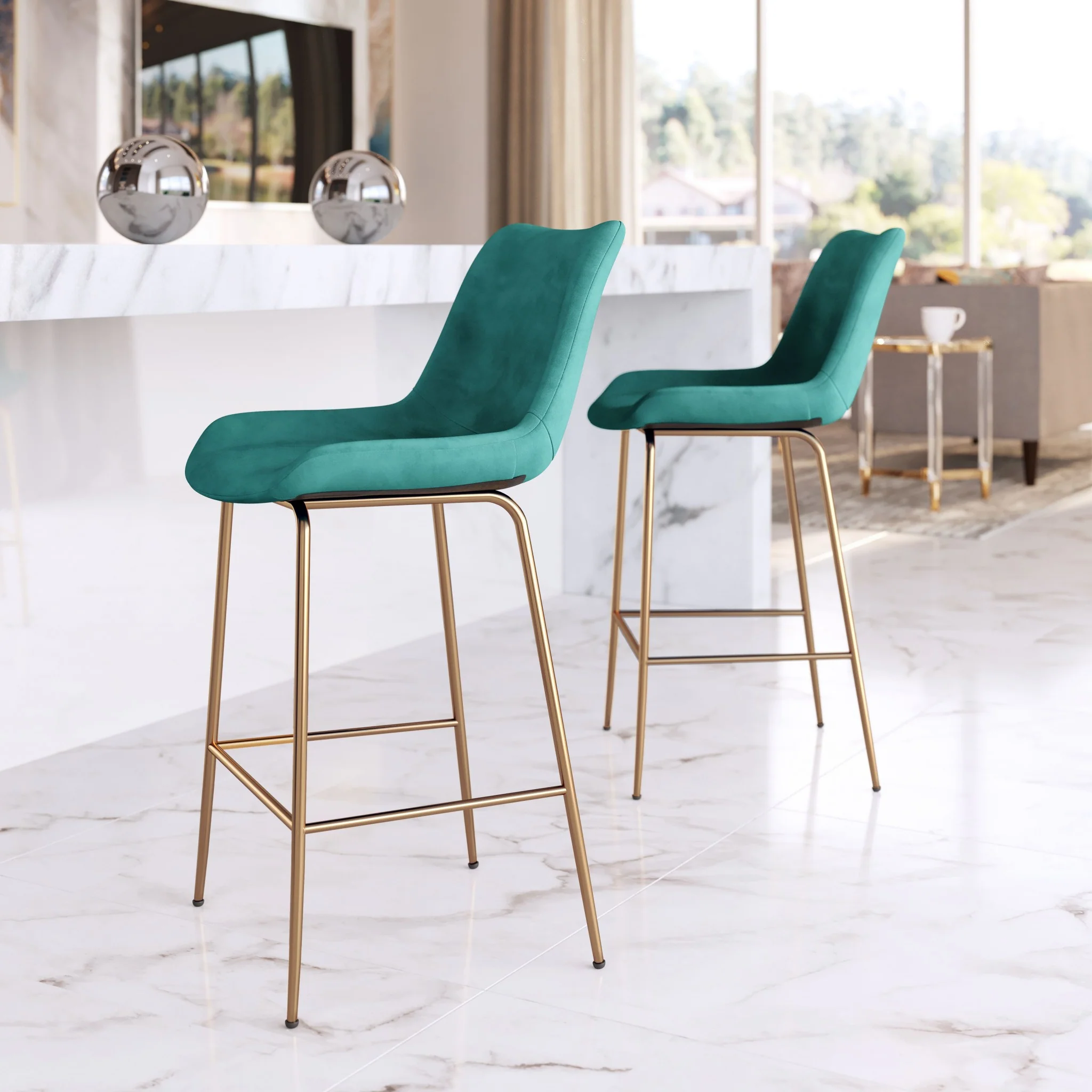 39" Green Steel Low Back Chair With Footrest By Homeroots - Image 8